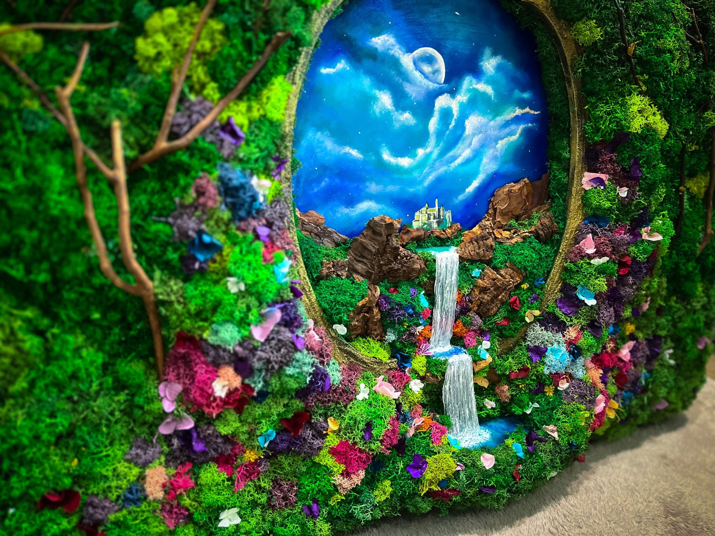 Fantasy living Wall | Waterfall Moss Wall Art mossartbyrishstudio