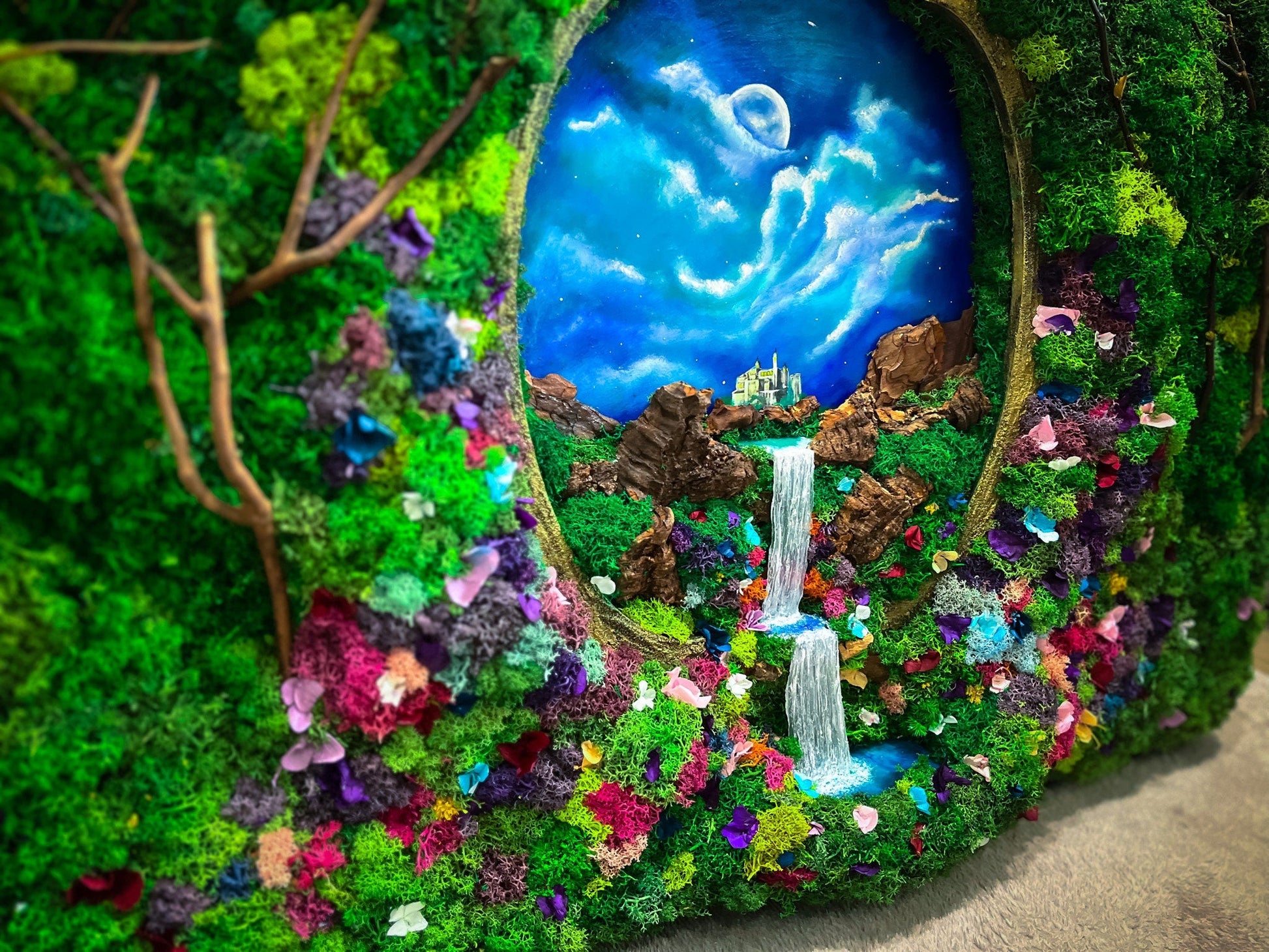 Fantasy living Wall | Waterfall Moss Wall Art mossartbyrishstudio