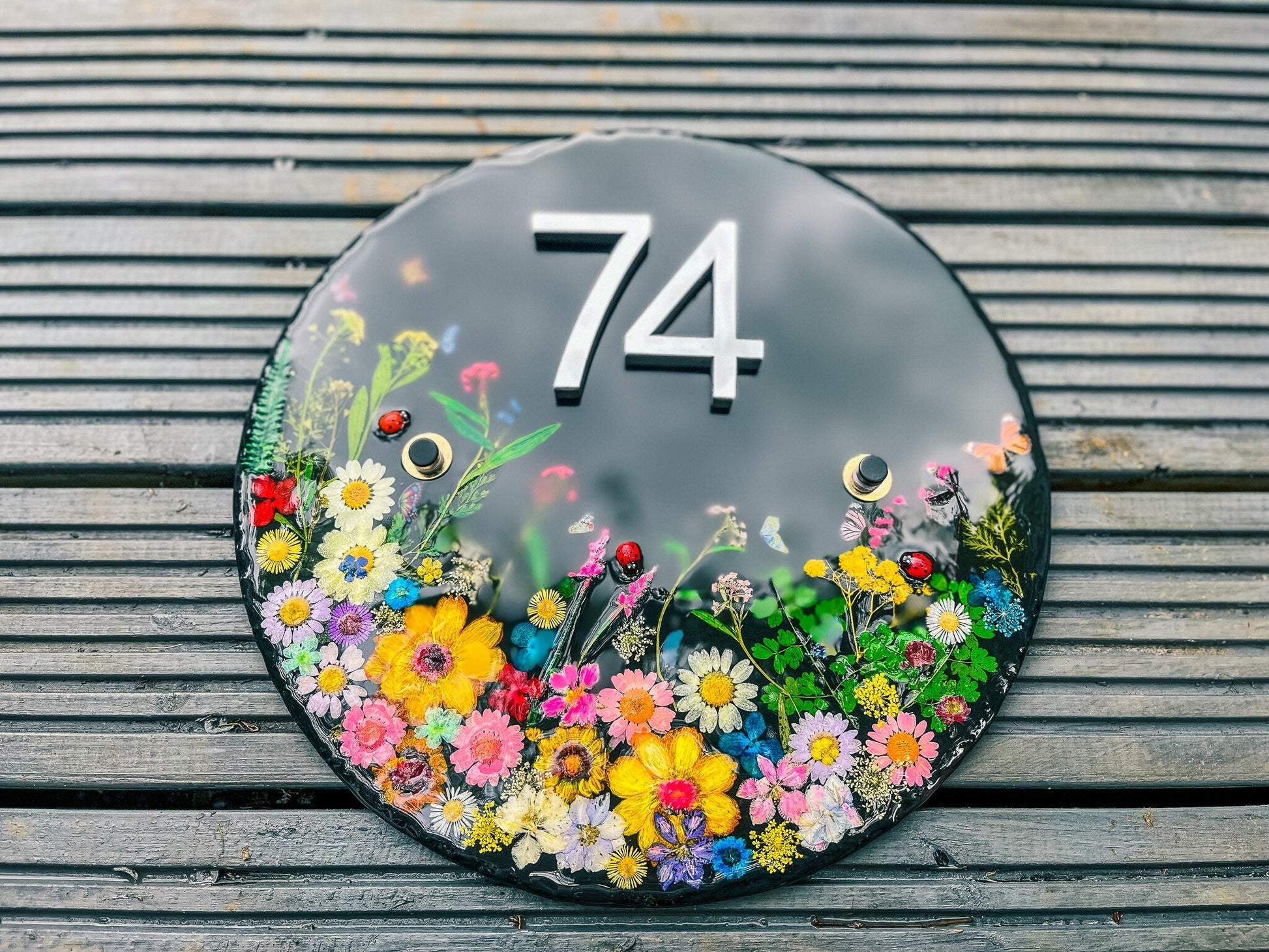 Slate House Sign | Personalised Modern House Plaque | Door Sign | House number Plaque mossartbyrishstudio