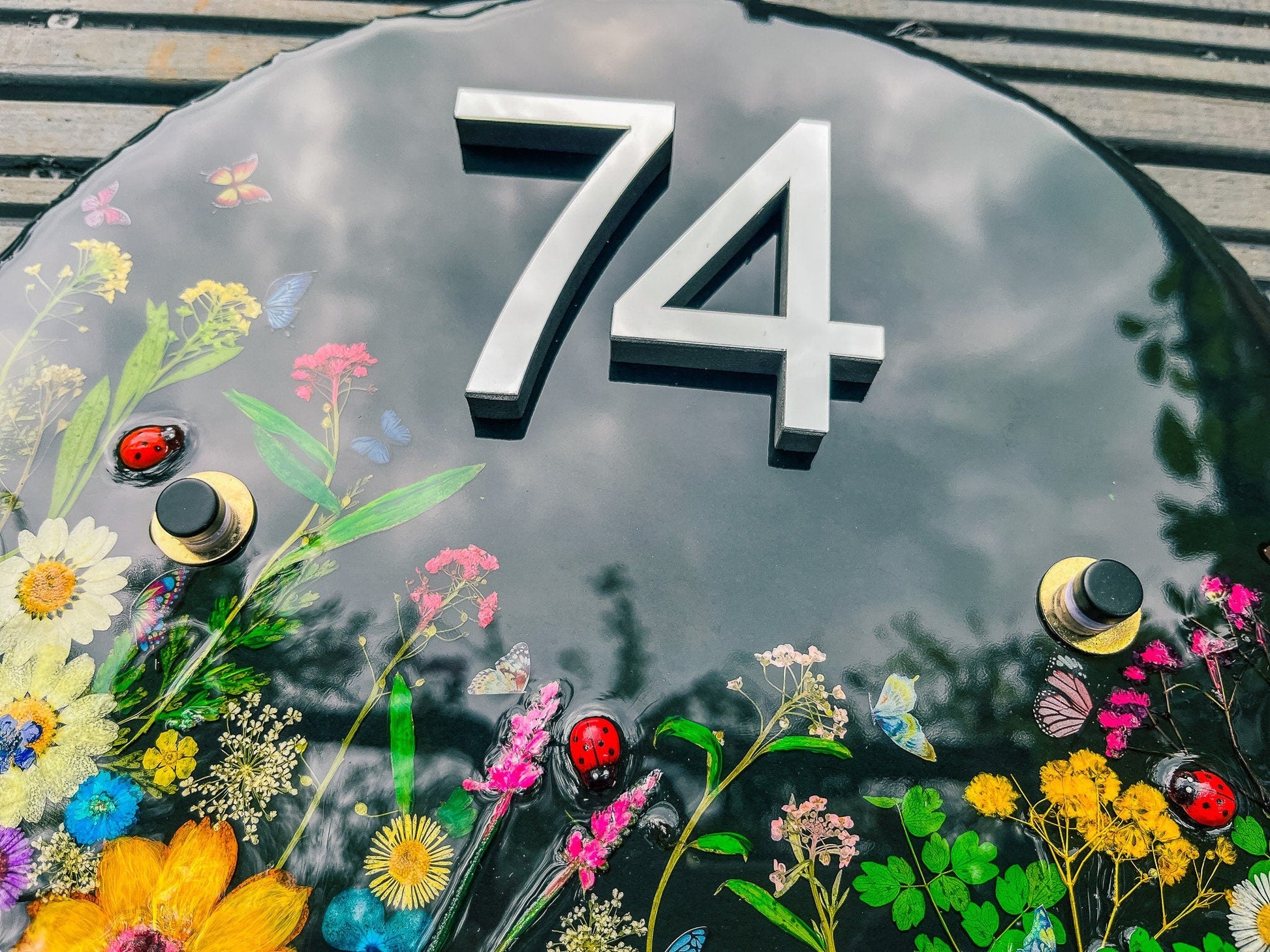 Slate House Sign | Personalised Modern House Plaque | Door Sign | House number Plaque mossartbyrishstudio