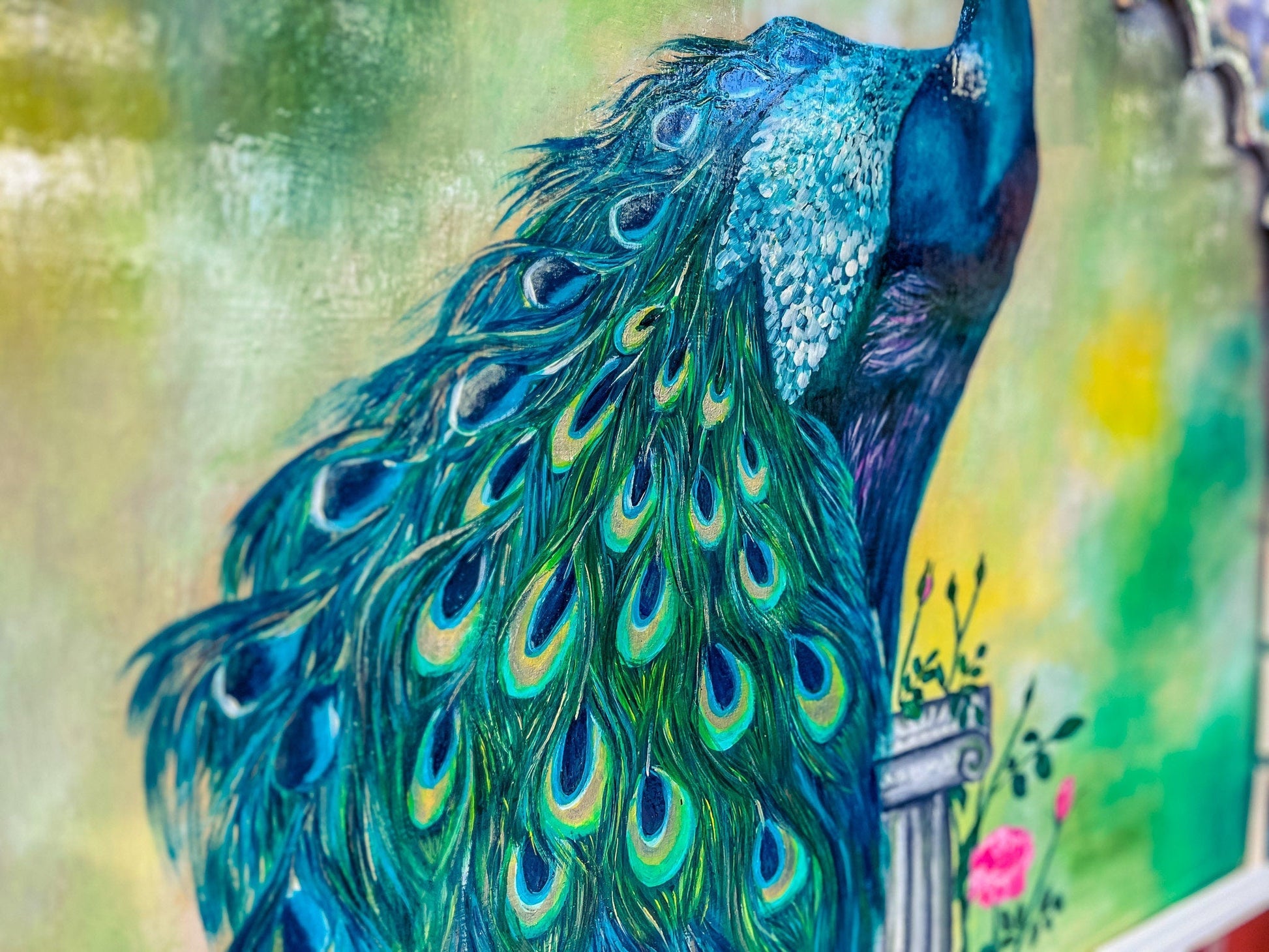Persian Peacock Wall Art Illustration: Captivating Beauty for Your Home mossartbyrishstudio