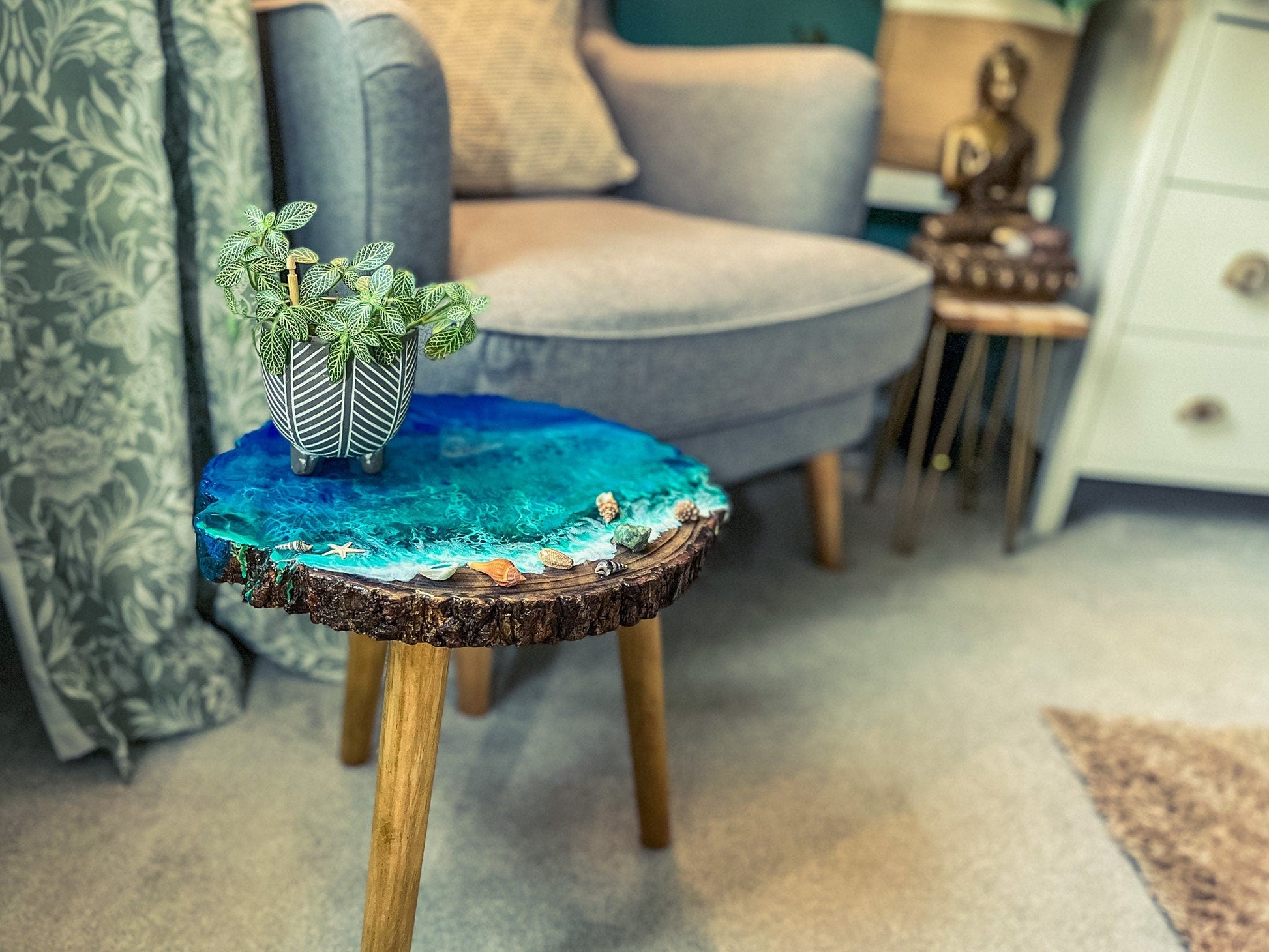 Plant Stand Bohemian Sustainable Natural Wooden Legs mossartbyrishstudio