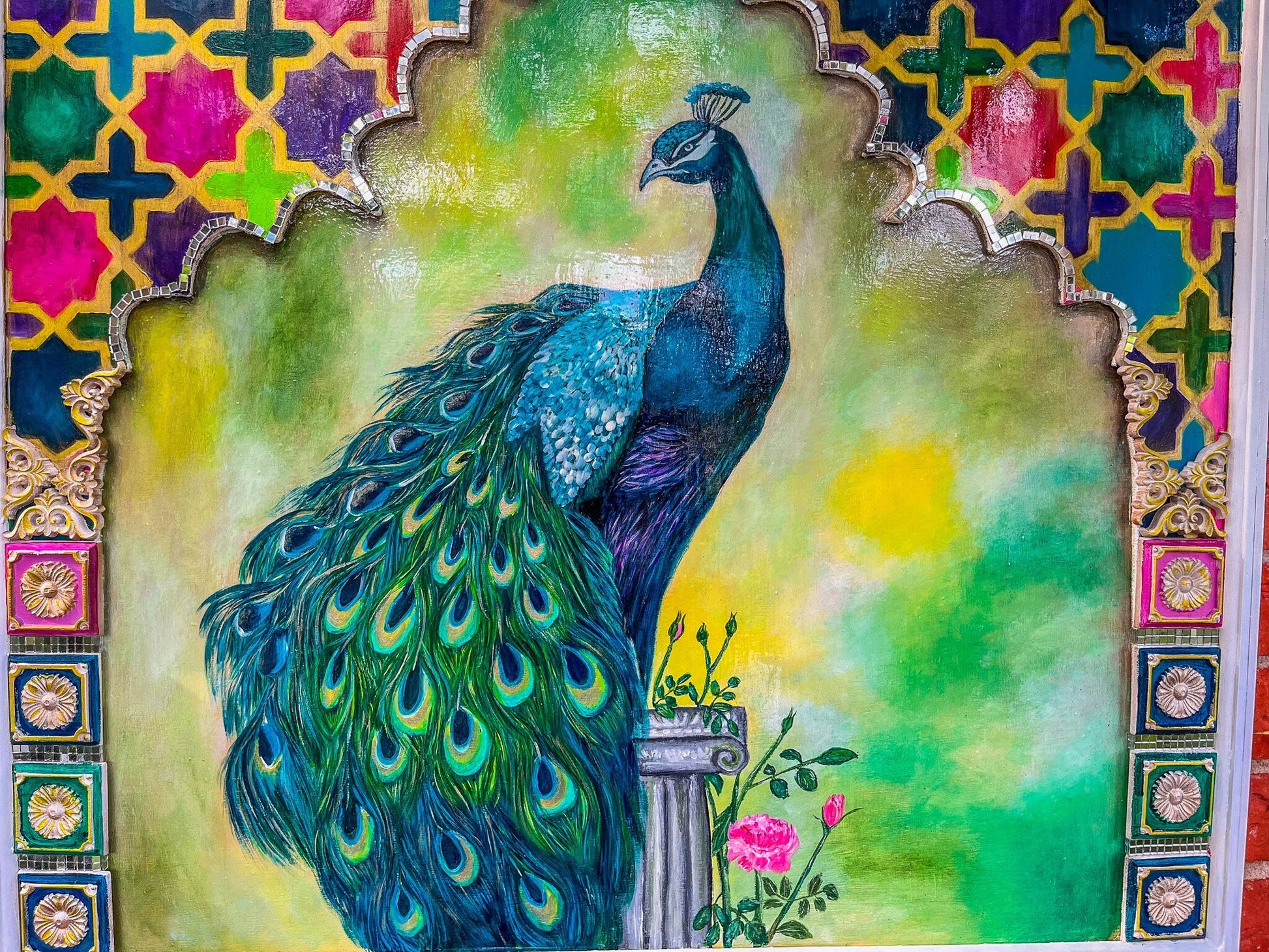 Persian Peacock Wall Art Illustration: Captivating Beauty for Your Home mossartbyrishstudio