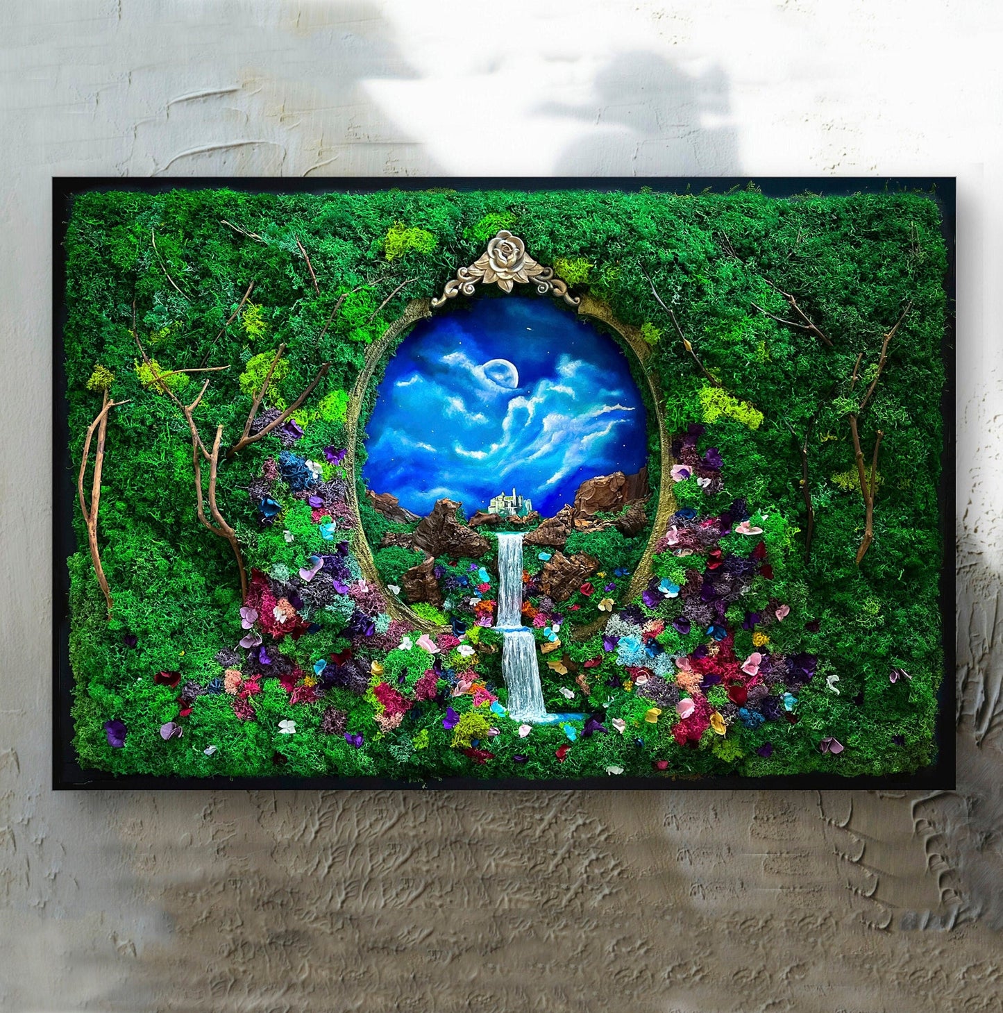 Fantasy living Wall | Waterfall Moss Wall Art mossartbyrishstudio