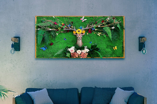 Moss Wall with garden ornaments Wall Hanging mossartbyrishstudio