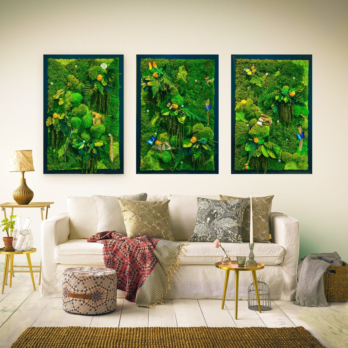 Set of 3 Moss wall art Frame |  Moss wall | Moss wall art 91 x 61 CM RishStudio