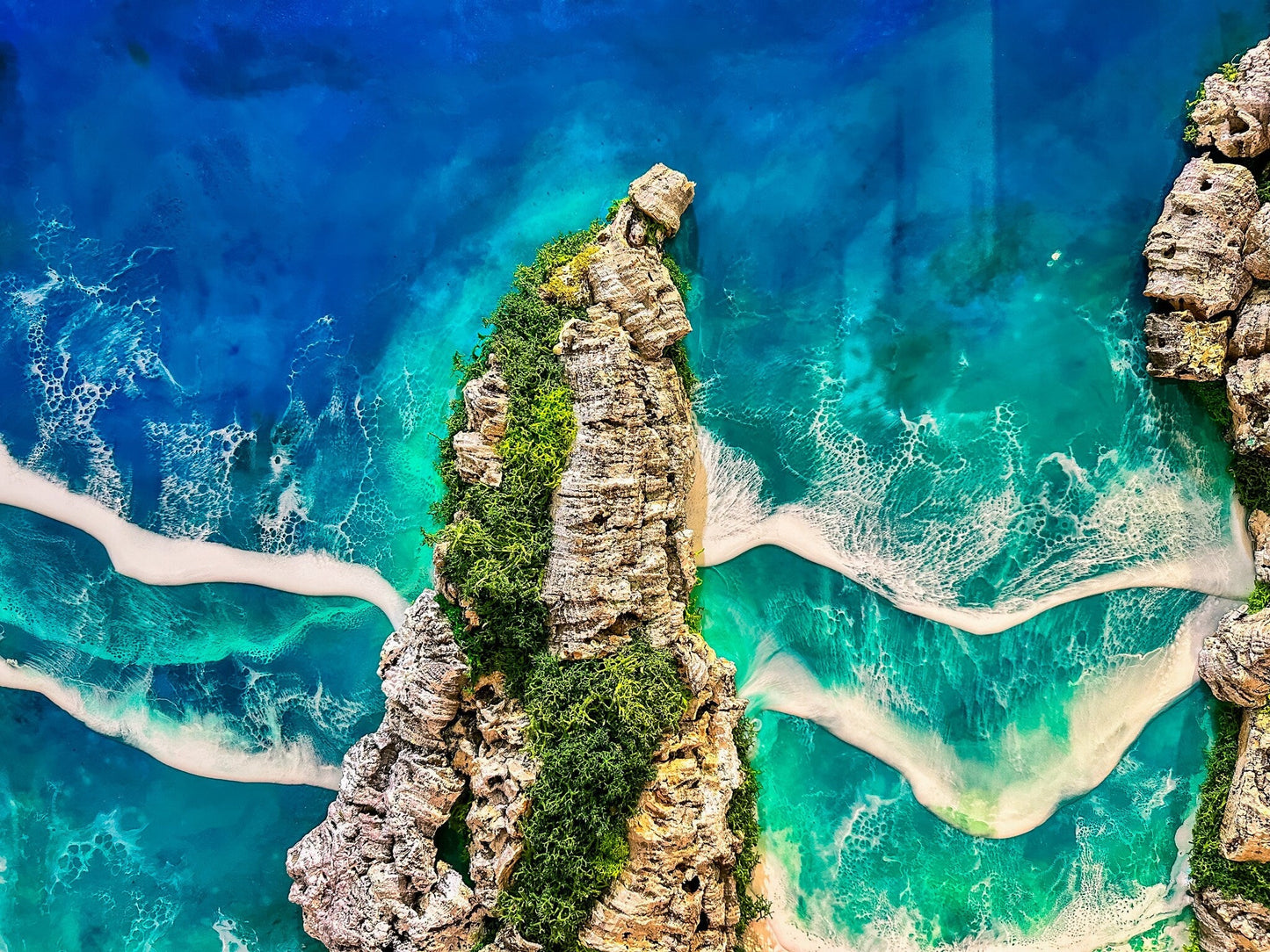 Ocean Wall Art | Large 100x70CM Moss wall art with resin | Beach Decor wall art mossartbyrishstudio
