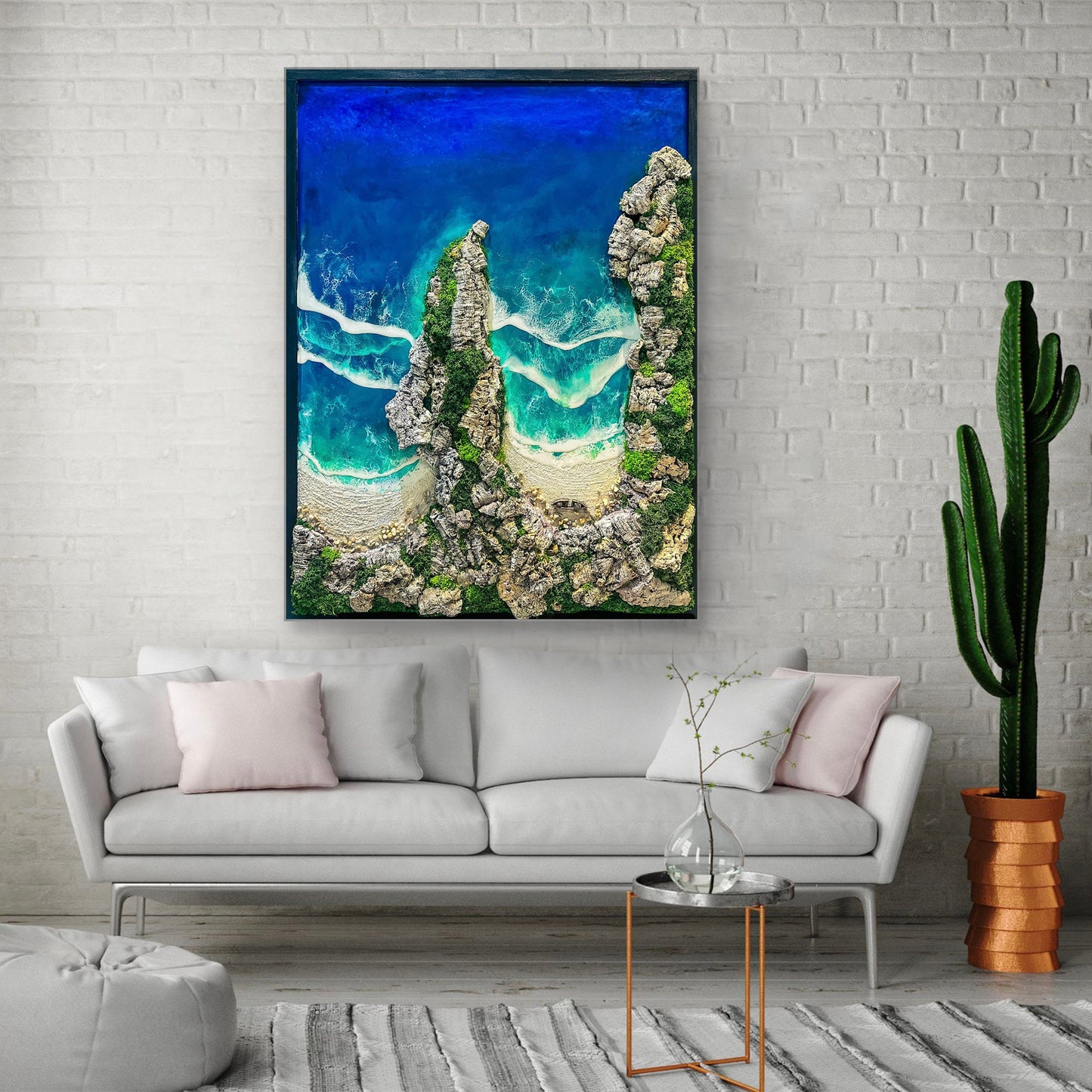 Ocean Wave Art, Moss Wall Art, Beach House Decor, Nautical Theme, Custom resin wall art, Large Seaside painting, Ocean themed 3D picture,Sea mossartbyrishstudio