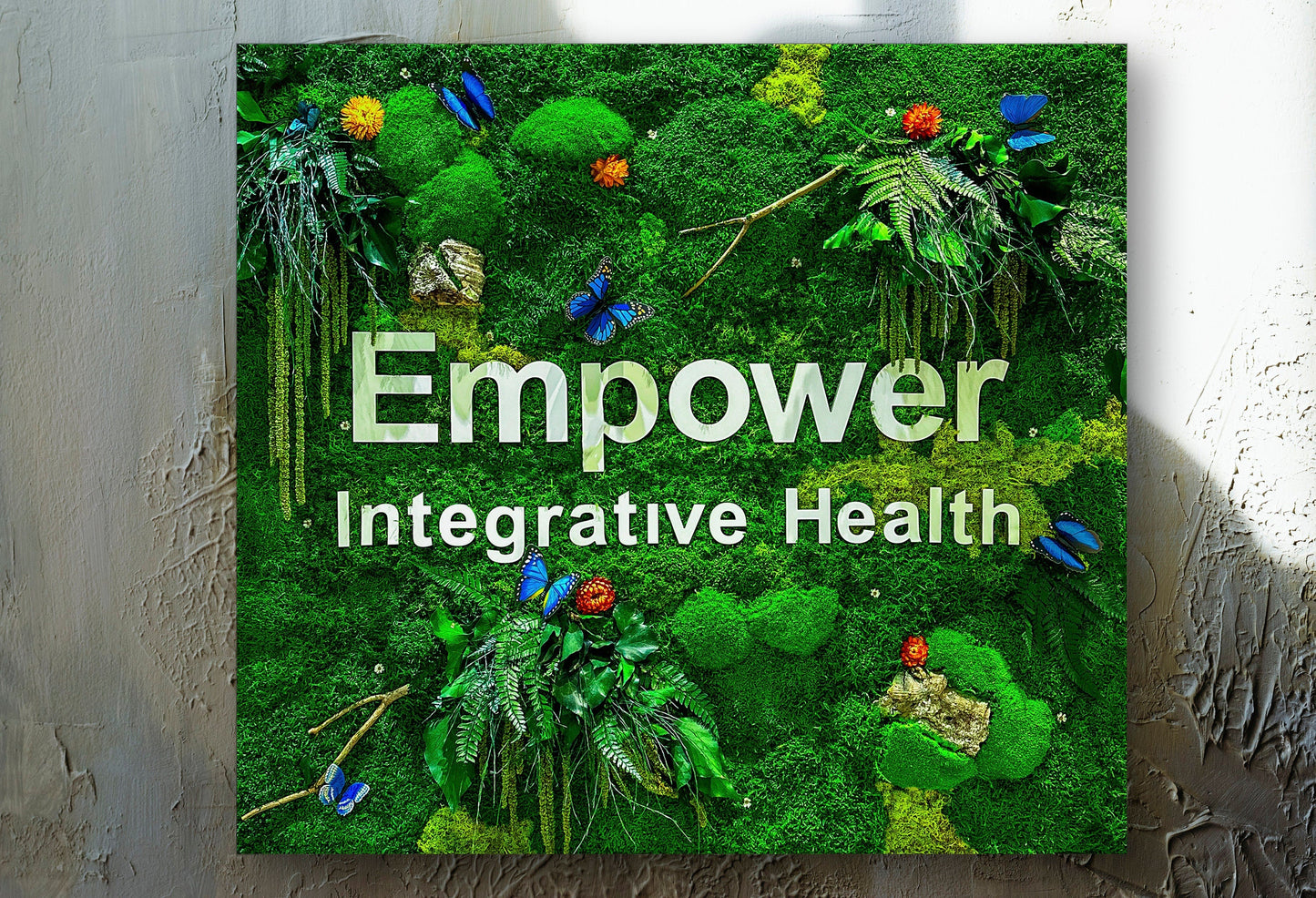 Custom Moss Wall with LED Logo – Welcome Sign Green Wall for Office, Reception, or Retail – Preserved Moss Branding Installation mossartbyrishstudio