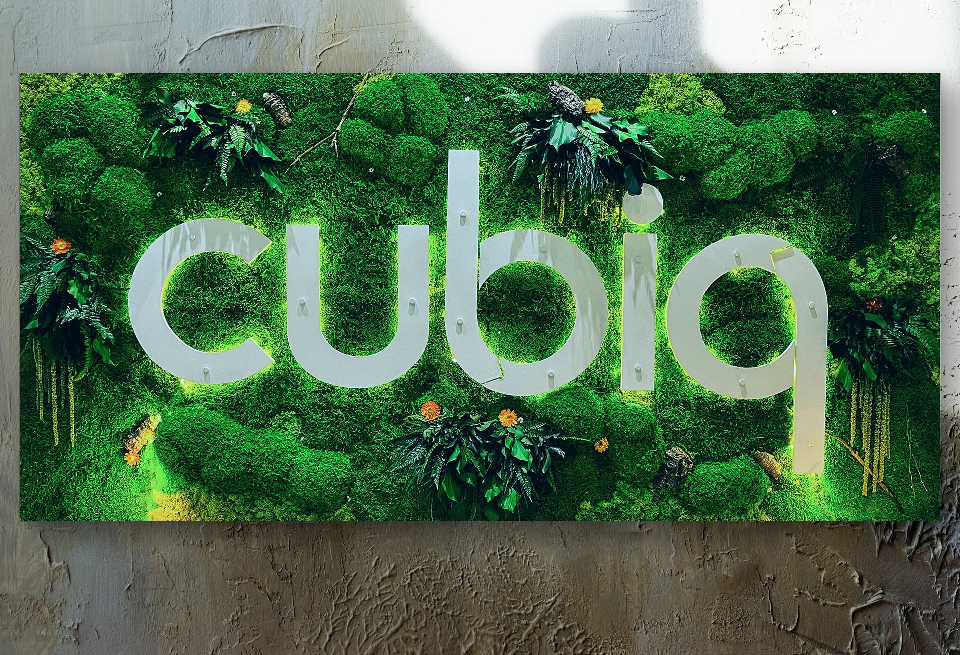 Custom Moss Wall with LED Logo – Welcome Sign Green Wall for Office, Reception, or Retail – Preserved Moss Branding Installation mossartbyrishstudio