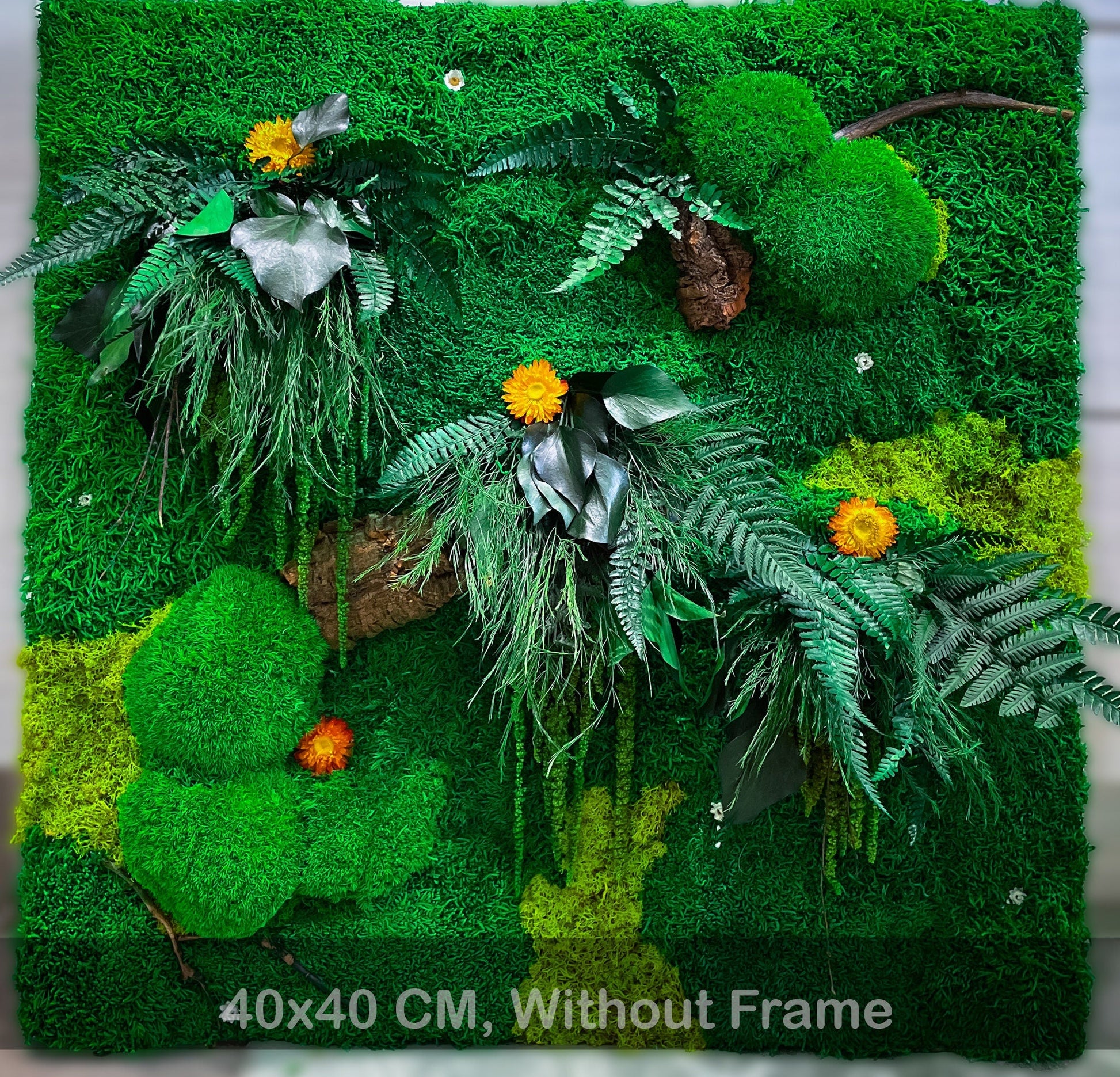 Custom Moss Wall Art – Lush Greenery with Butterfly Accents for Home Décor RishStudio