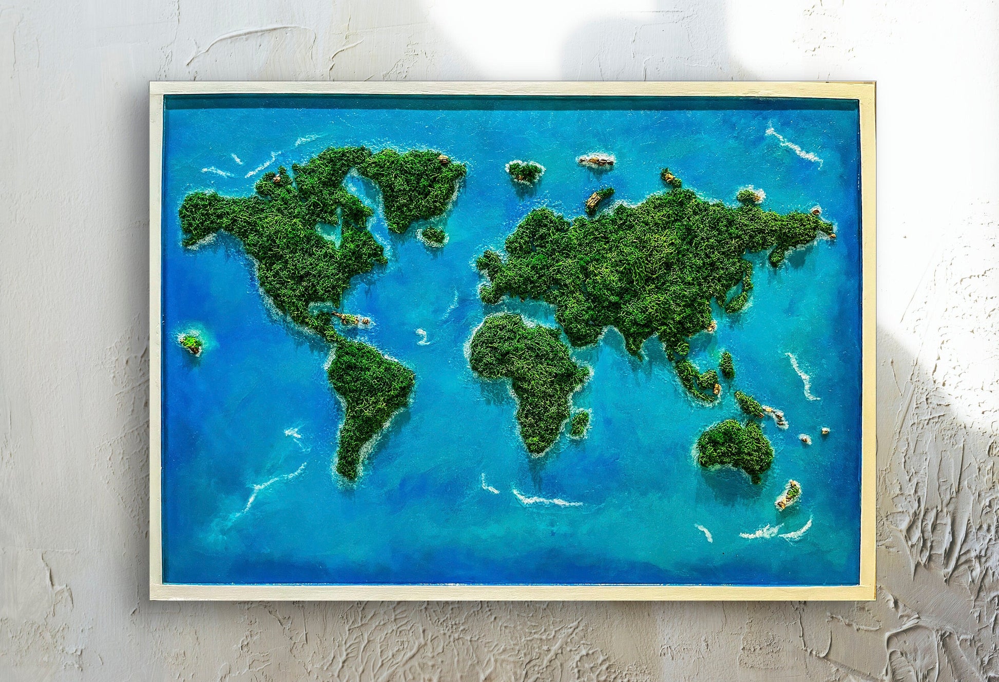 Moss World Map Wall Art | 3D Botanical Earth Map | Preserved Moss Wall Decor | Eco-Friendly Living Wall Art | Nature-Inspired Home Decor mossartbyrishstudio