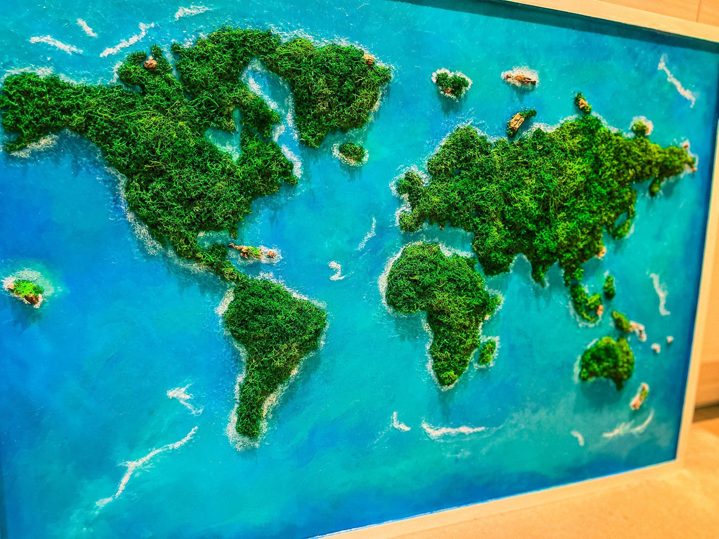 Moss World Map Wall Art | 3D Botanical Earth Map | Preserved Moss Wall Decor | Eco-Friendly Living Wall Art | Nature-Inspired Home Decor mossartbyrishstudio