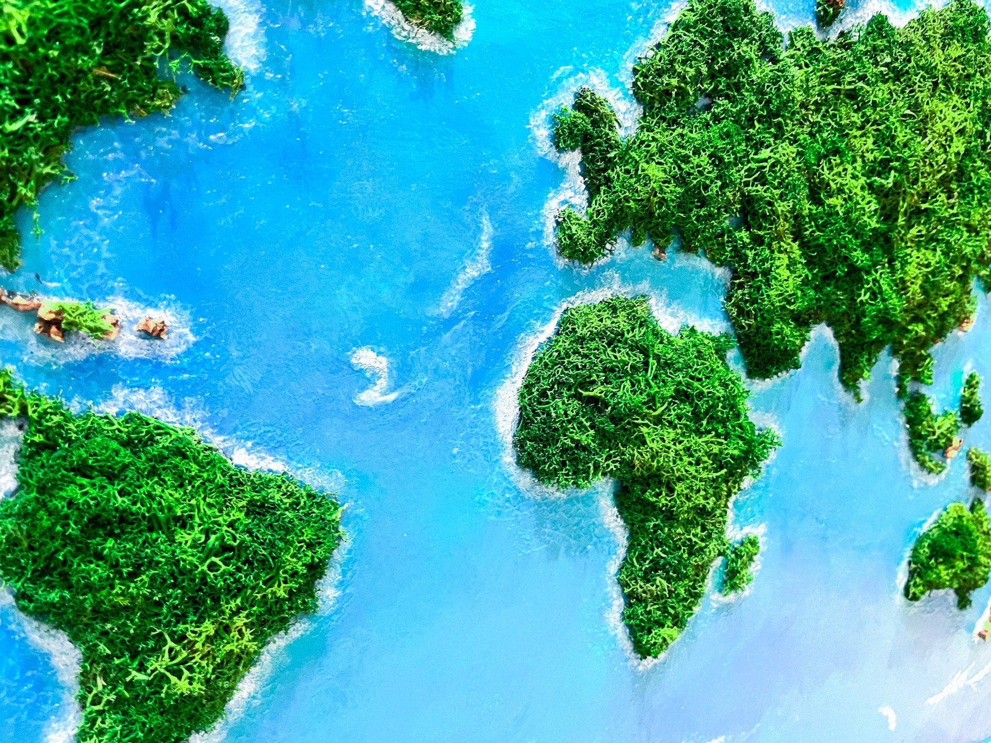 Moss World Map Wall Art | 3D Botanical Earth Map | Preserved Moss Wall Decor | Eco-Friendly Living Wall Art | Nature-Inspired Home Decor mossartbyrishstudio