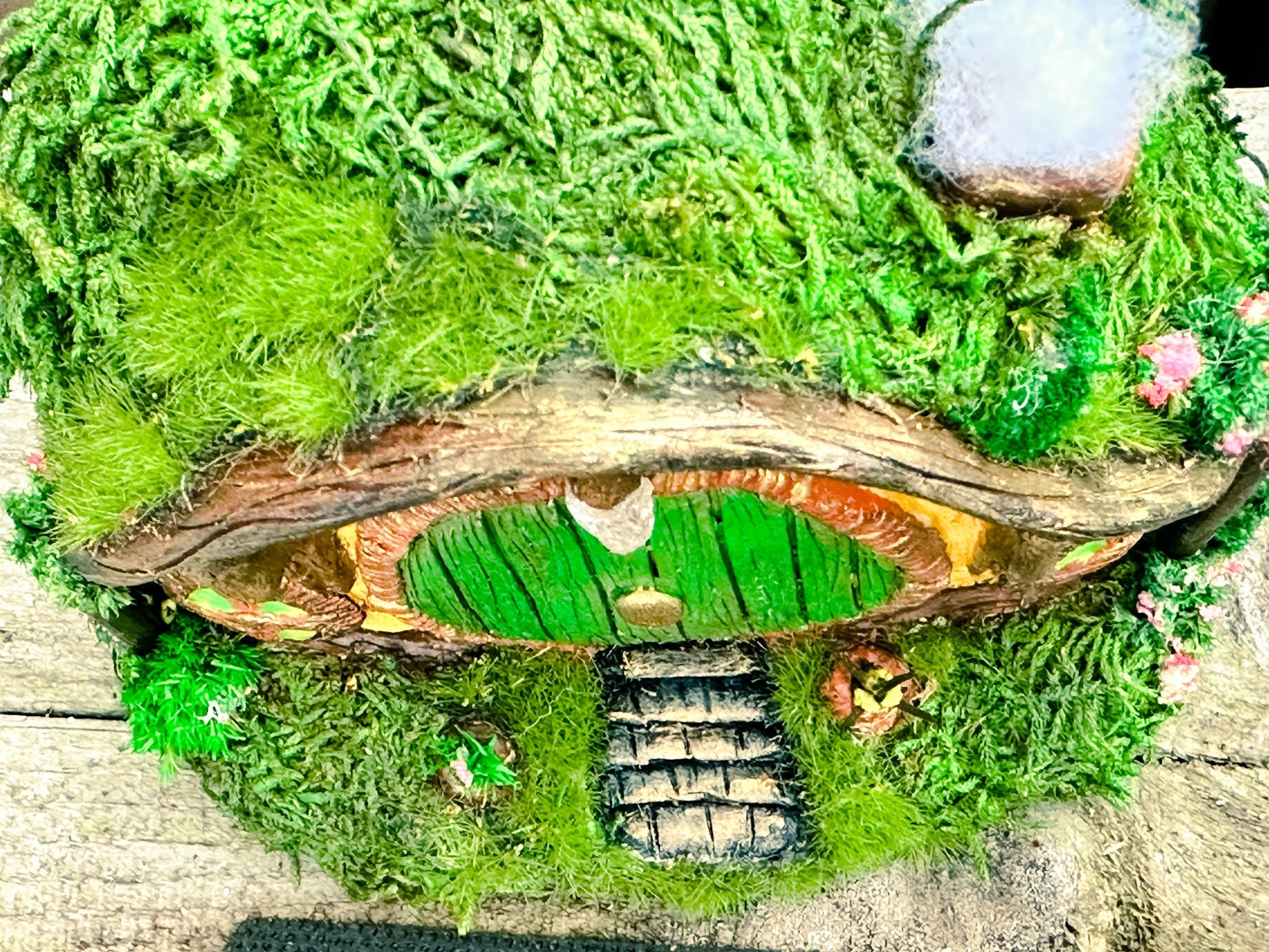 Hobbit house fairy garden, Handcrafted miniature house, Moss-covered fairy home, Enchanted fairy garden decor, Fantasy cottage home decor, Fairy garden house handmade, Hobbit home decoration, Miniature moss house, Whimsical home decor, Moss fairy garden house, Tolkien-inspired home decor, Handmade fairy house gift, Hobbit house for terrariums, Storybook cottage decoration, Enchanted garden accessories, Fairy garden display ideas, Eco-friendly fantasy decor, Buy fairy garden hobbit house, Unique handcrafted 