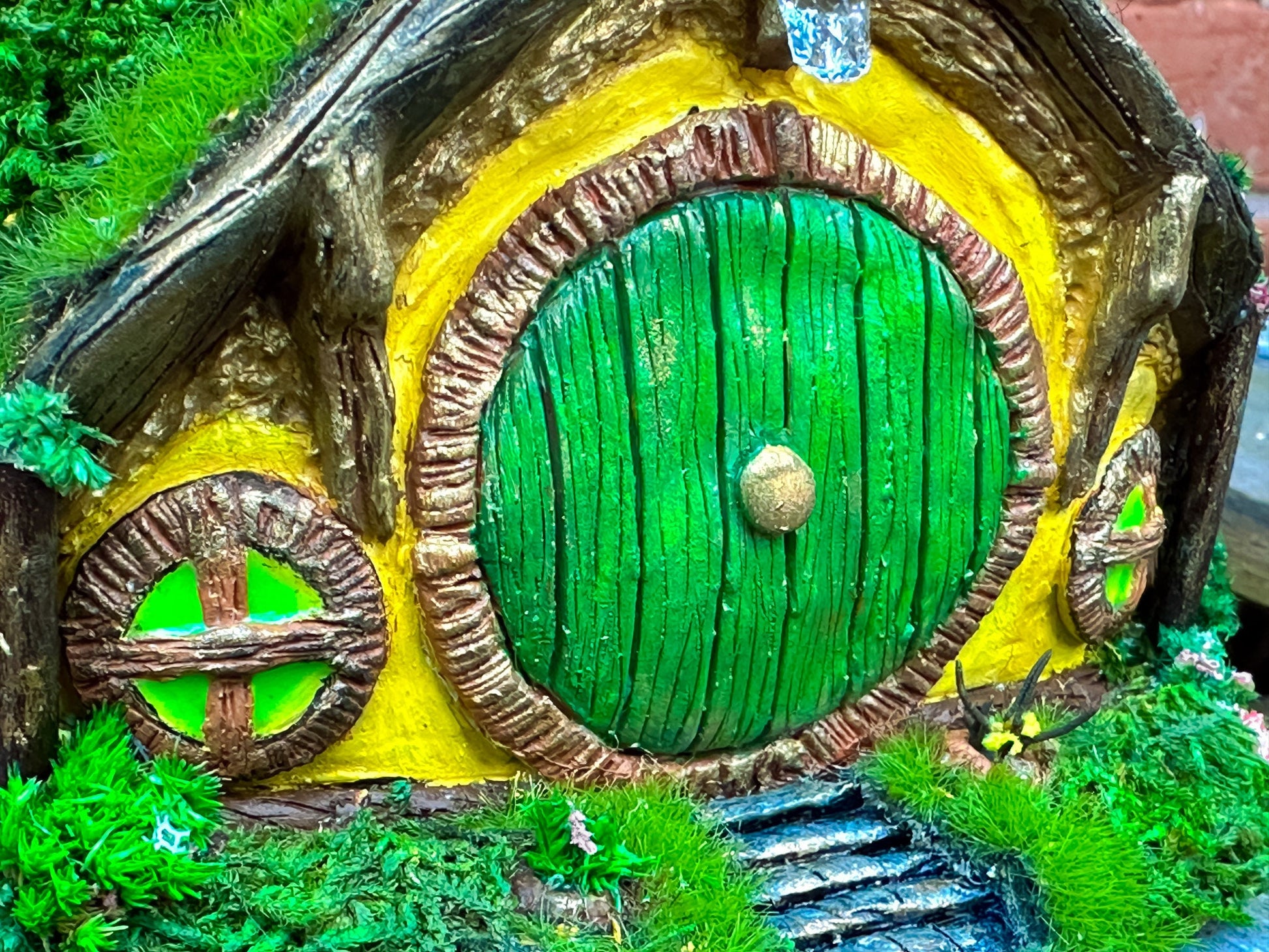 Hobbit house fairy garden, Handcrafted miniature house, Moss-covered fairy home, Enchanted fairy garden decor, Fantasy cottage home decor, Fairy garden house handmade, Hobbit home decoration, Miniature moss house, Whimsical home decor, Moss fairy garden house, Tolkien-inspired home decor, Handmade fairy house gift, Hobbit house for terrariums, Storybook cottage decoration, Enchanted garden accessories, Fairy garden display ideas, Eco-friendly fantasy decor, Buy fairy garden hobbit house, Unique handcrafted 