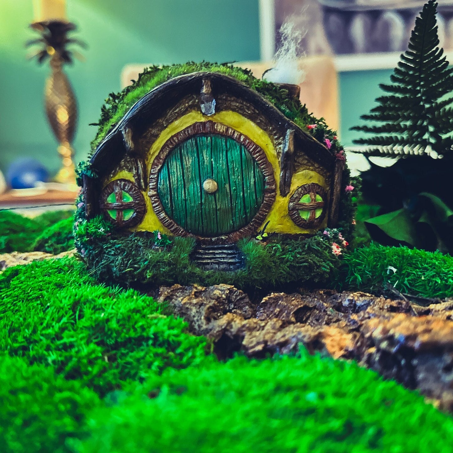 Hobbit house fairy garden, Handcrafted miniature house, Moss-covered fairy home, Enchanted fairy garden decor, Fantasy cottage home decor, Fairy garden house handmade, Hobbit home decoration, Miniature moss house, Whimsical home decor, Moss fairy garden house, Tolkien-inspired home decor, Handmade fairy house gift, Hobbit house for terrariums, Storybook cottage decoration, Enchanted garden accessories, Fairy garden display ideas, Eco-friendly fantasy decor, Buy fairy garden hobbit house, Unique handcrafted 