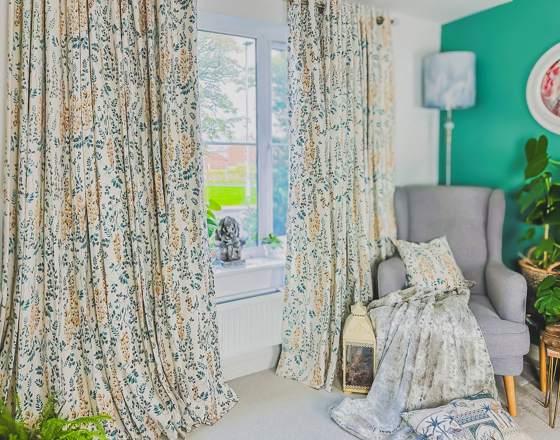 Thermal Blackout Curtains for the Bedroom Living Room, Extra Wide Blackout Lined Cotton Curtains, Free Tiebacks, Rod Pocket, Floral Curtain mossartbyrishstudio