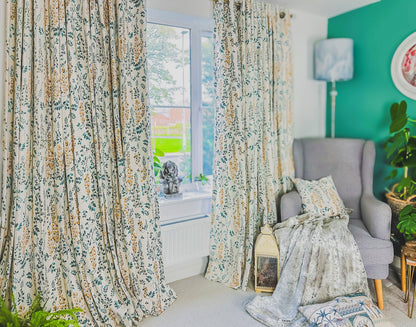 Thermal Blackout Curtains for the Bedroom Living Room, Extra Wide Blackout Lined Cotton Curtains, Free Tiebacks, Rod Pocket, Floral Curtain mossartbyrishstudio