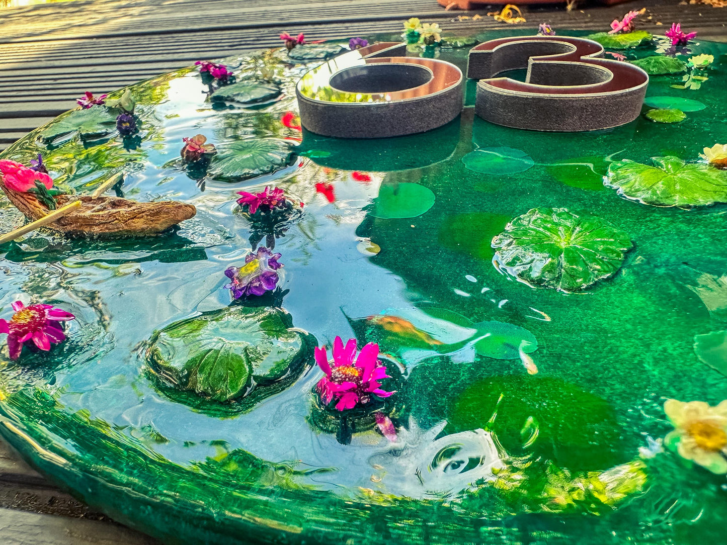 House Wall Plaques UK | House Number Sign Gloss Finishes | Koi Pond Acrylic Sign mossartbyrishstudio