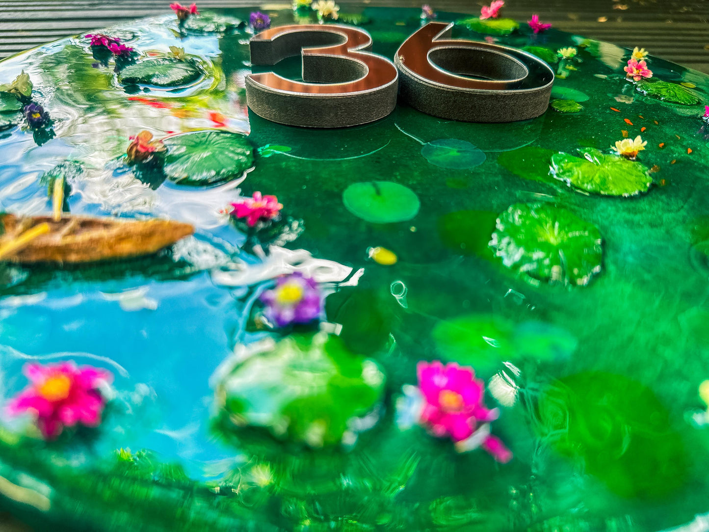 House Wall Plaques UK | House Number Sign Gloss Finishes | Koi Pond Acrylic Sign mossartbyrishstudio