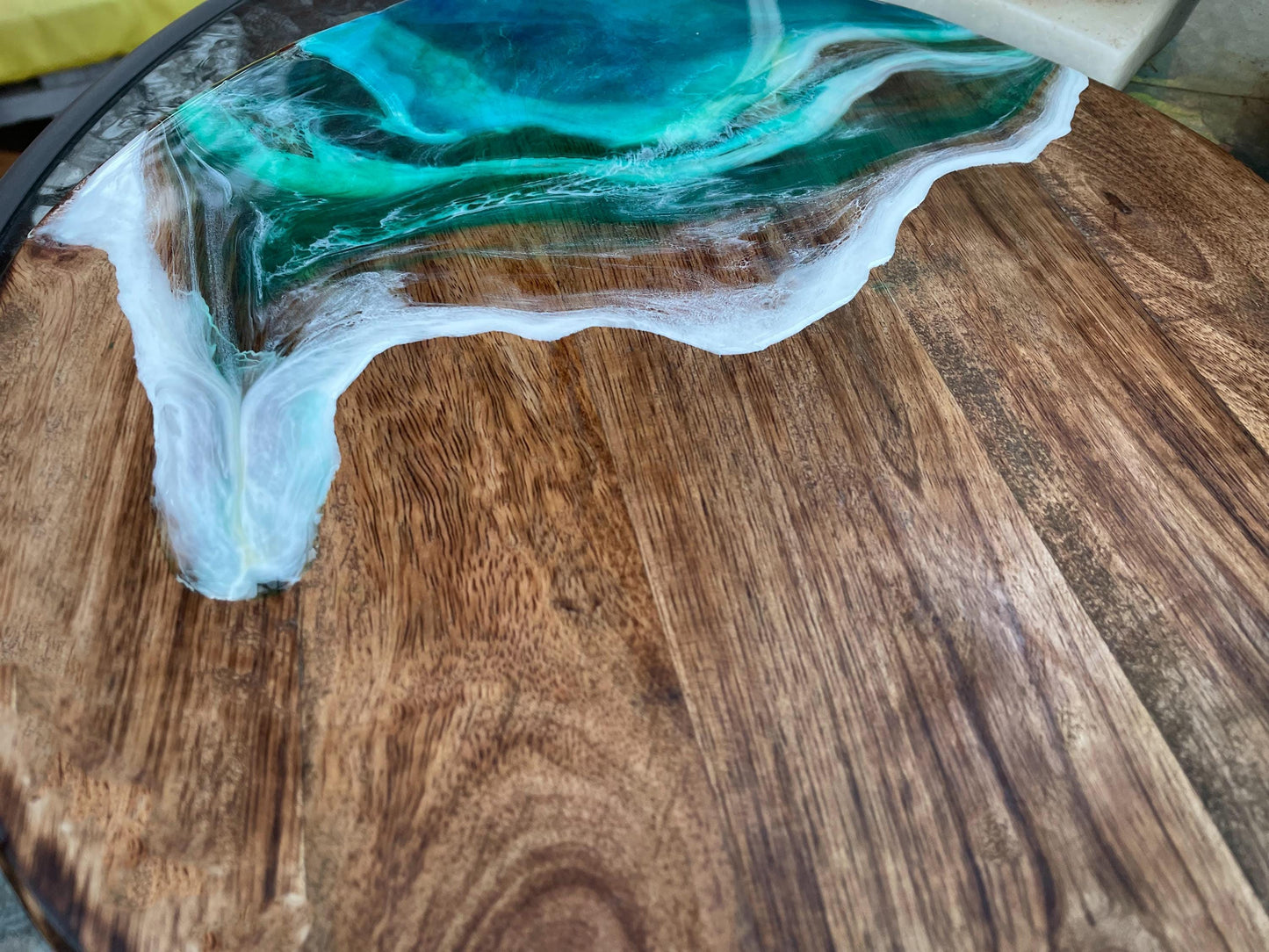 Resin Ocean Wave Charcuterie Board: Personalized Oak Wood Cutting Board mossartbyrishstudio