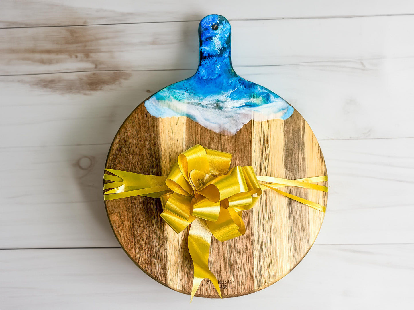 Resin Ocean Wave Charcuterie Board: Personalized Oak Wood Cutting Board mossartbyrishstudio