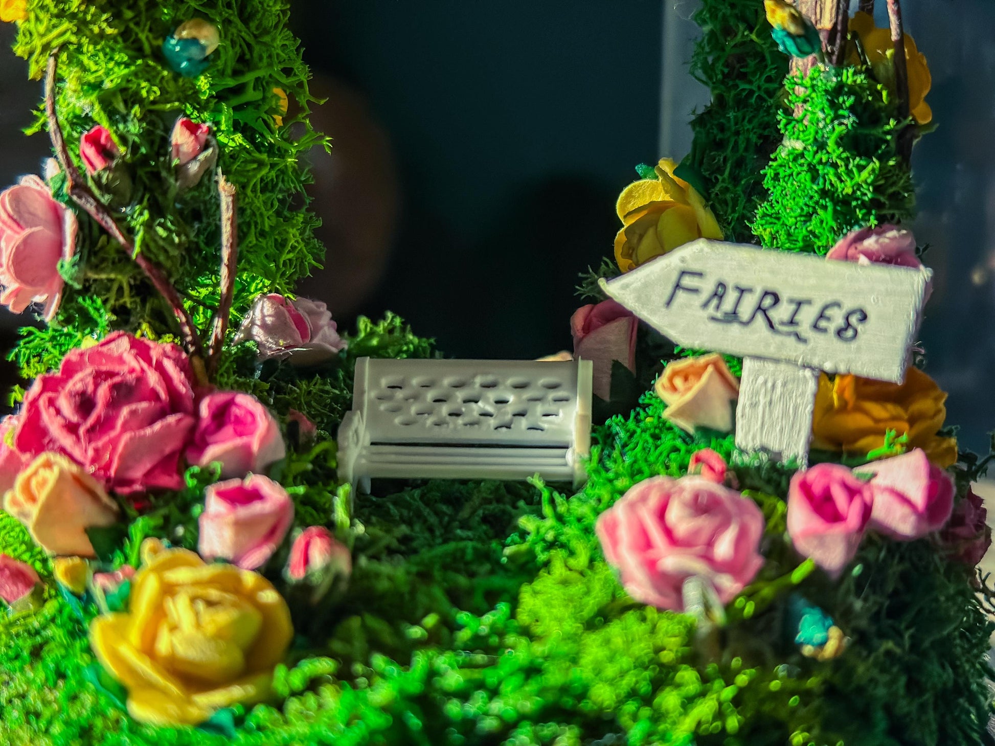 Fairy Garden Enclosed Terrarium Dome Kit | DIY Mini Fairy Garden | Moss Art with Floral Arch mossartbyrishstudio