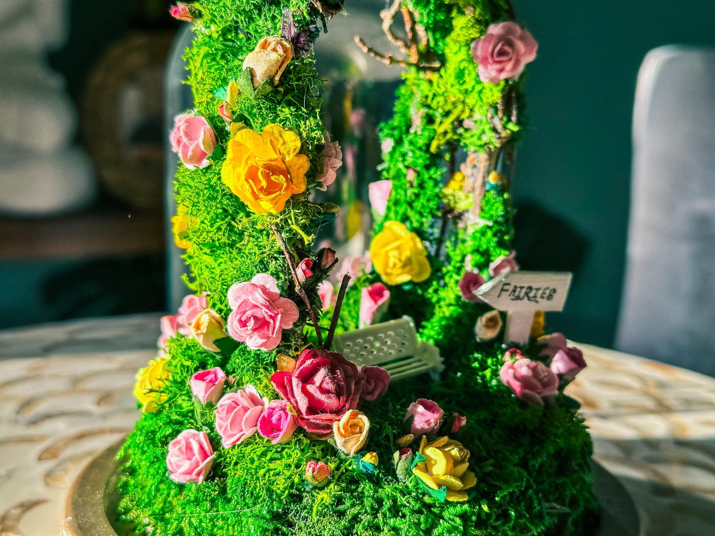Fairy Garden Enclosed Terrarium Dome Kit | DIY Mini Fairy Garden | Moss Art with Floral Arch mossartbyrishstudio