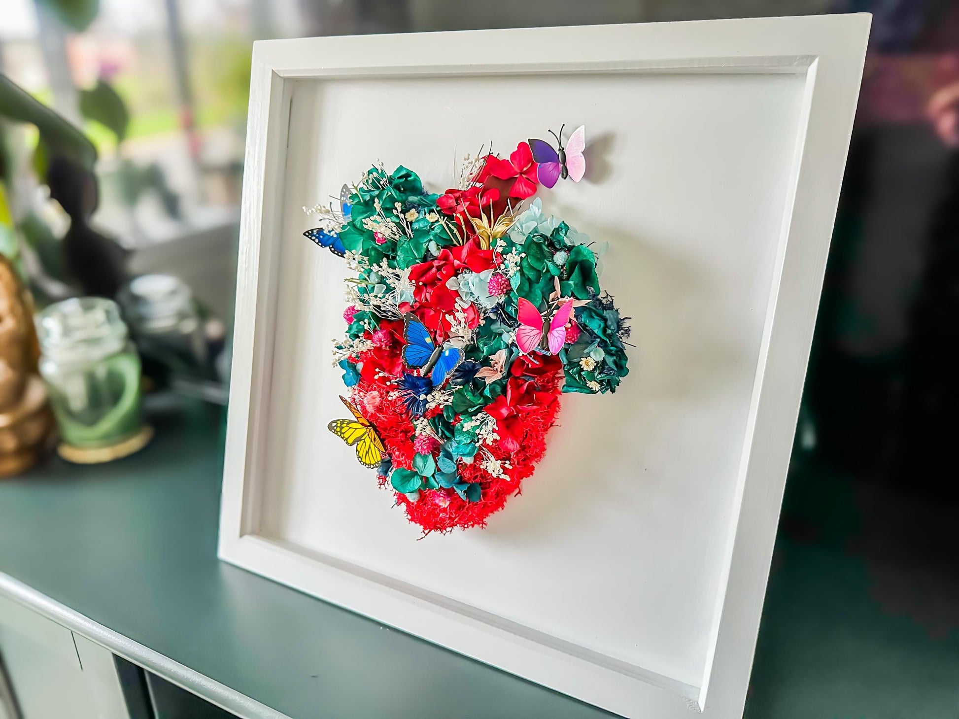 Dried Flower Art: Floral Heart Brain, Gift for Doctors Nurses mossartbyrishstudio