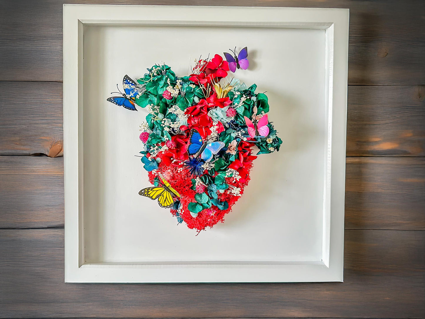 Dried Flower Art: Floral Heart Brain, Gift for Doctors Nurses mossartbyrishstudio