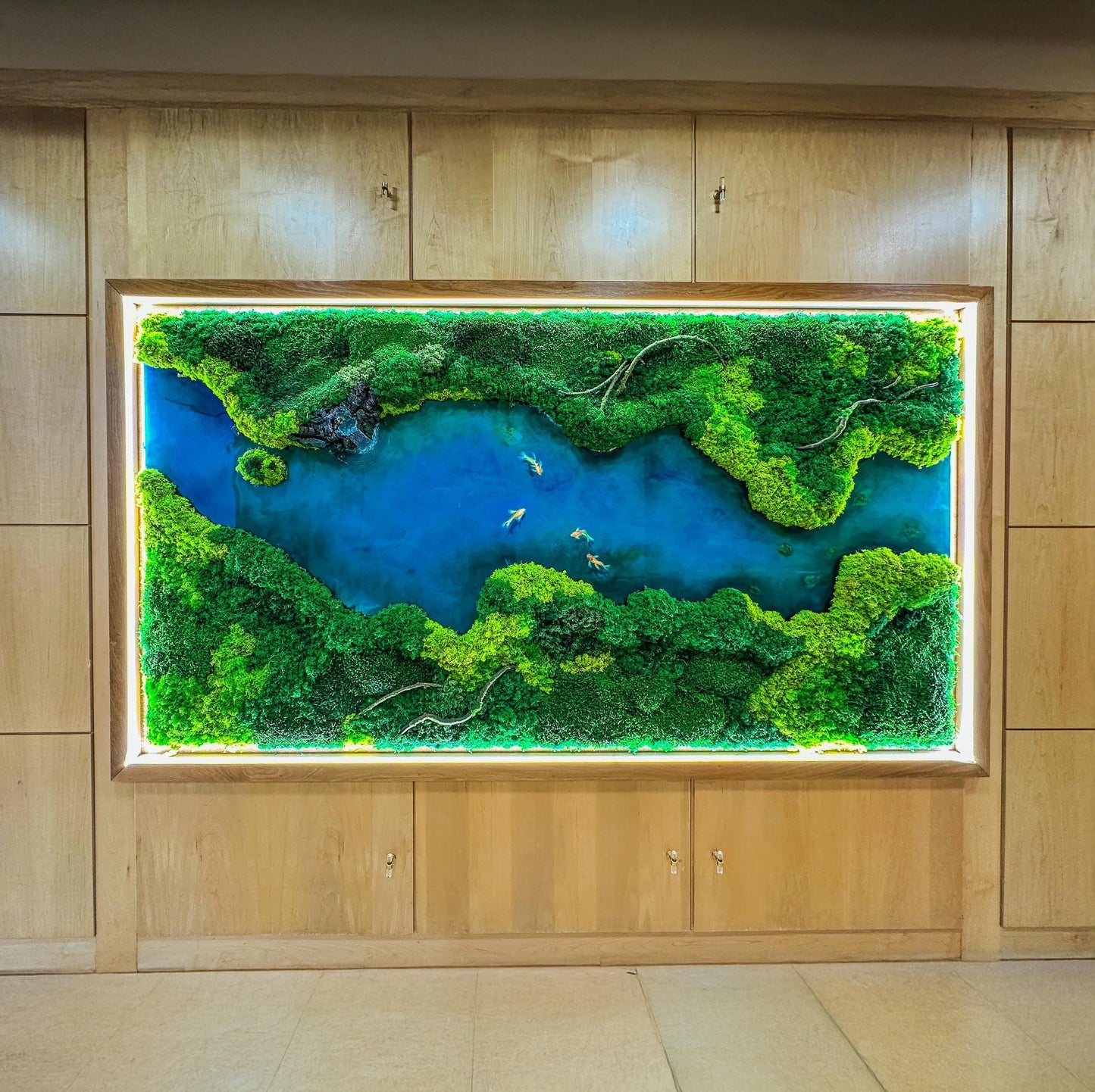LED Moss Wall Art: Resin River, Preserved Moss Art With Nature Moss, Resin Art Wall Decor, Ocean Wall Art, Koi Pond, mossartbyrishstudio