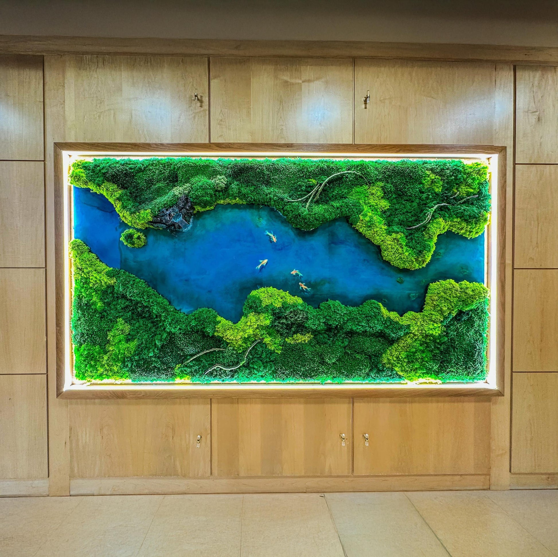 LED Moss Wall Art: Resin River, Preserved Moss Art With Nature Moss, Resin Art Wall Decor, Ocean Wall Art, Koi Pond, mossartbyrishstudio