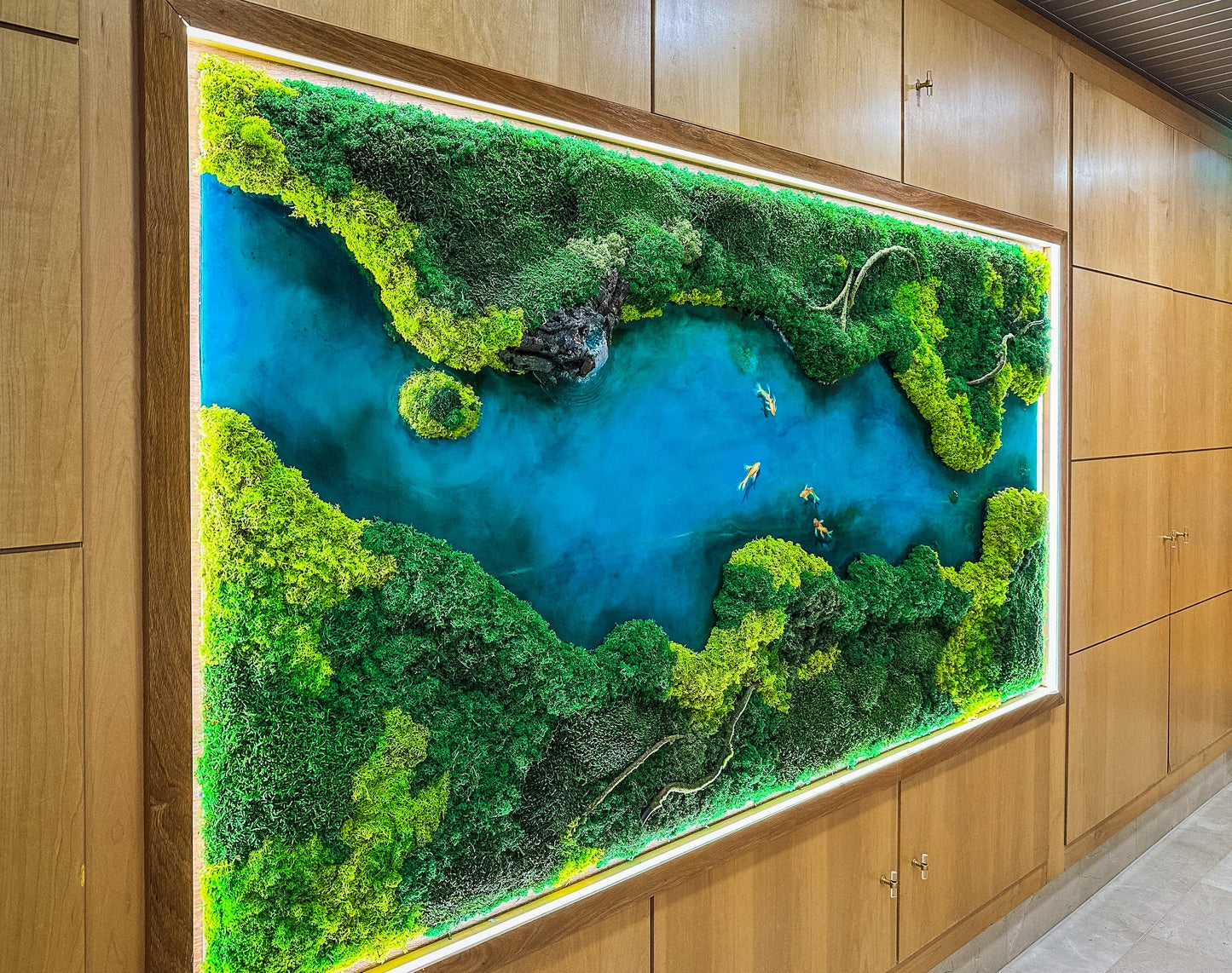 LED Moss Wall Art: Resin River, Preserved Moss Art With Nature Moss, Resin Art Wall Decor, Ocean Wall Art, Koi Pond, mossartbyrishstudio