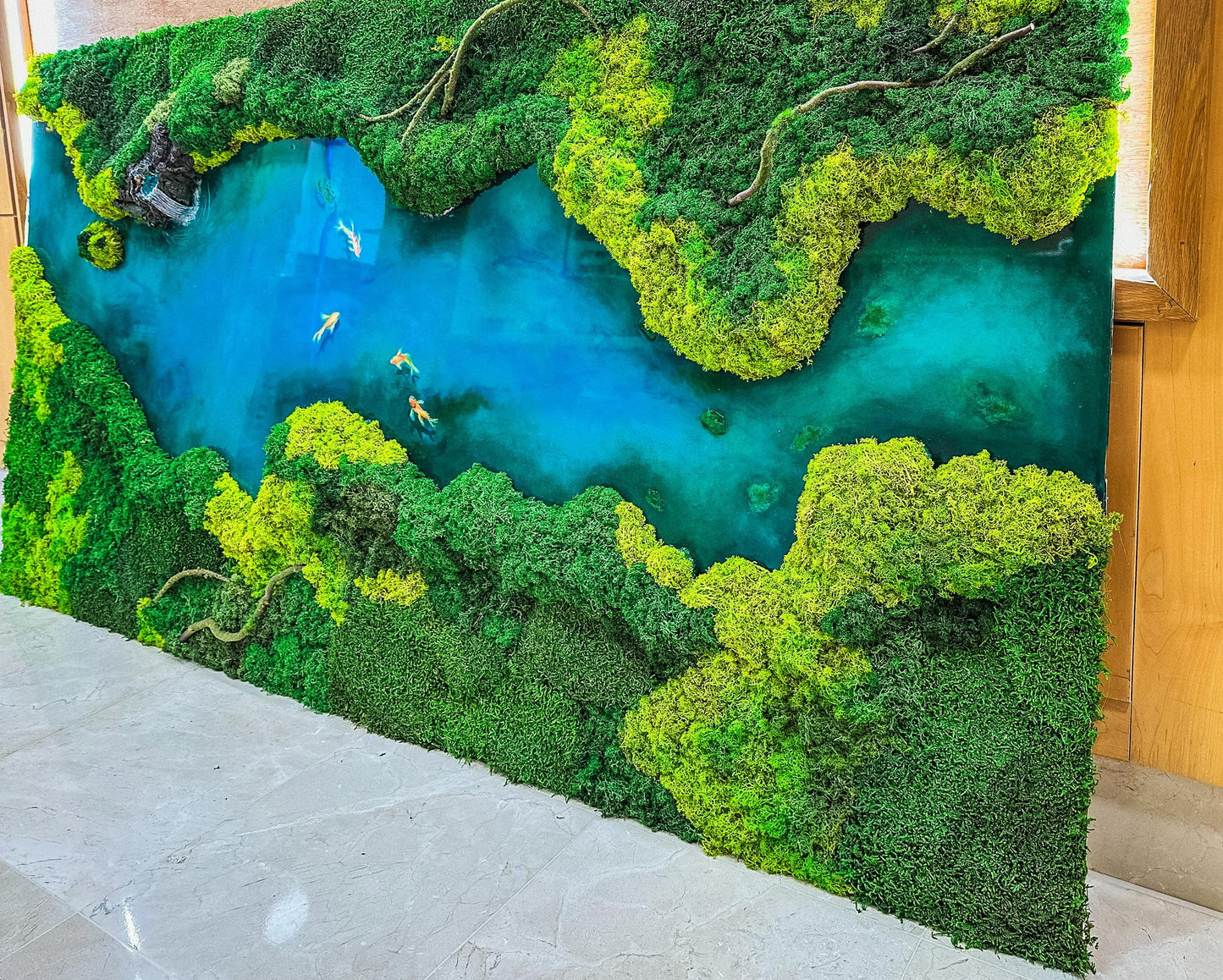 LED Moss Wall Art: Resin River, Preserved Moss Art With Nature Moss, Resin Art Wall Decor, Ocean Wall Art, Koi Pond, mossartbyrishstudio