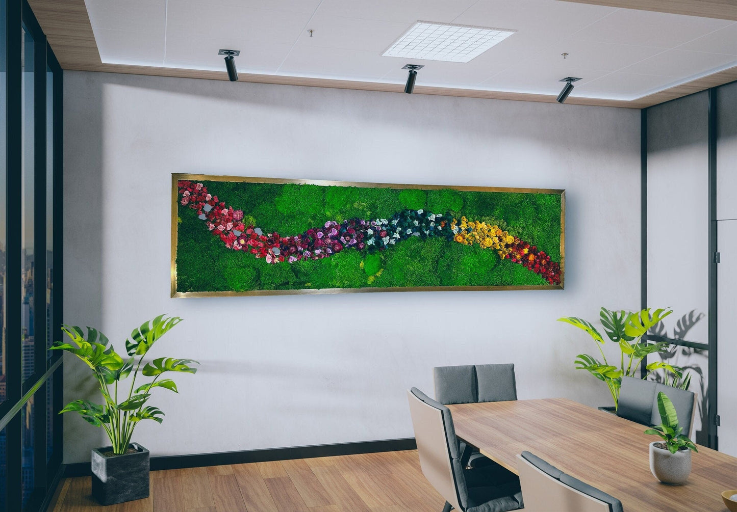 Rainbow Moss wall art with bun moss, colourful lichen and dried flowers mossartbyrishstudio