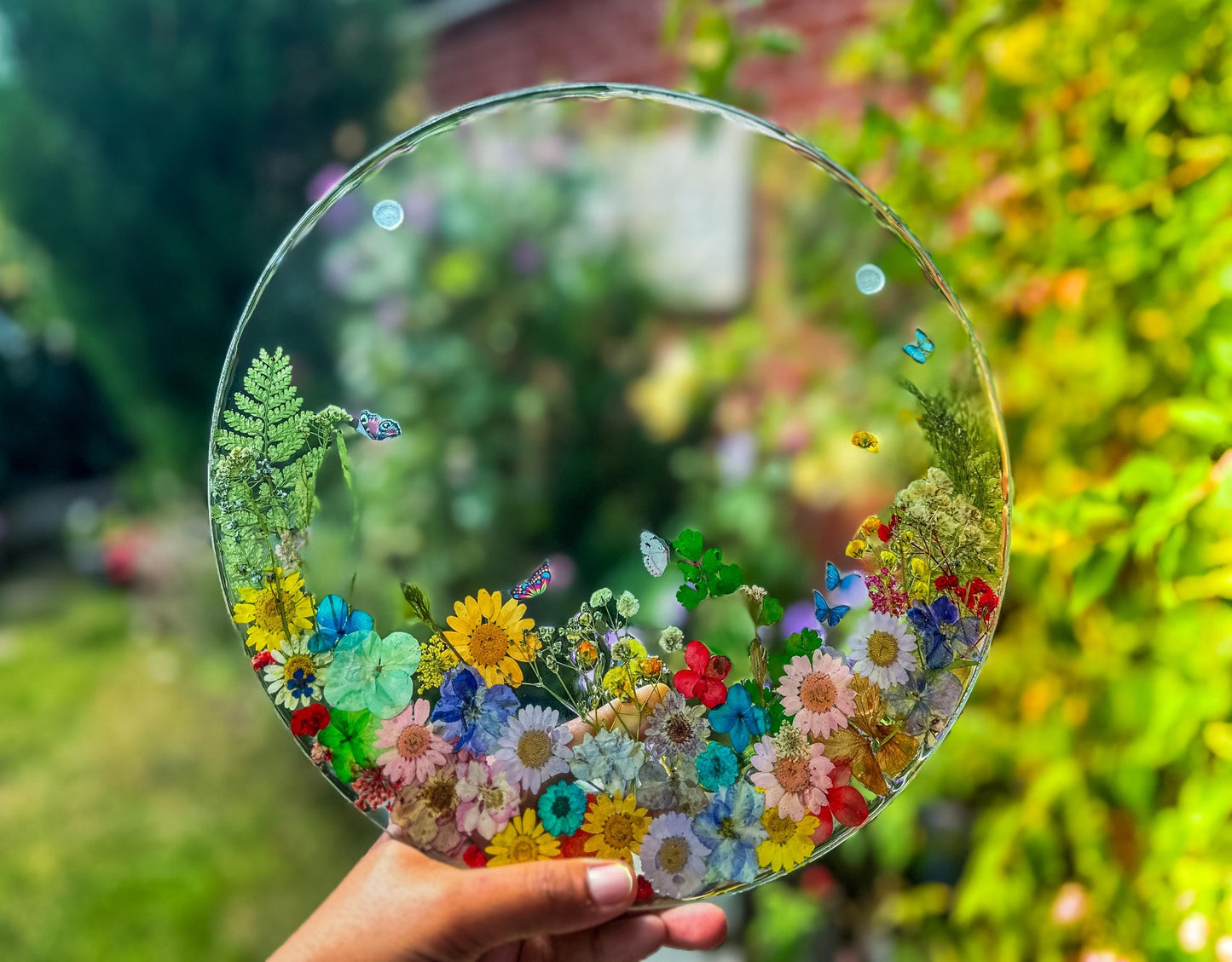Pressed Flower Glass Placemats & Coasters Set: Botanical Cottage Decor mossartbyrishstudio