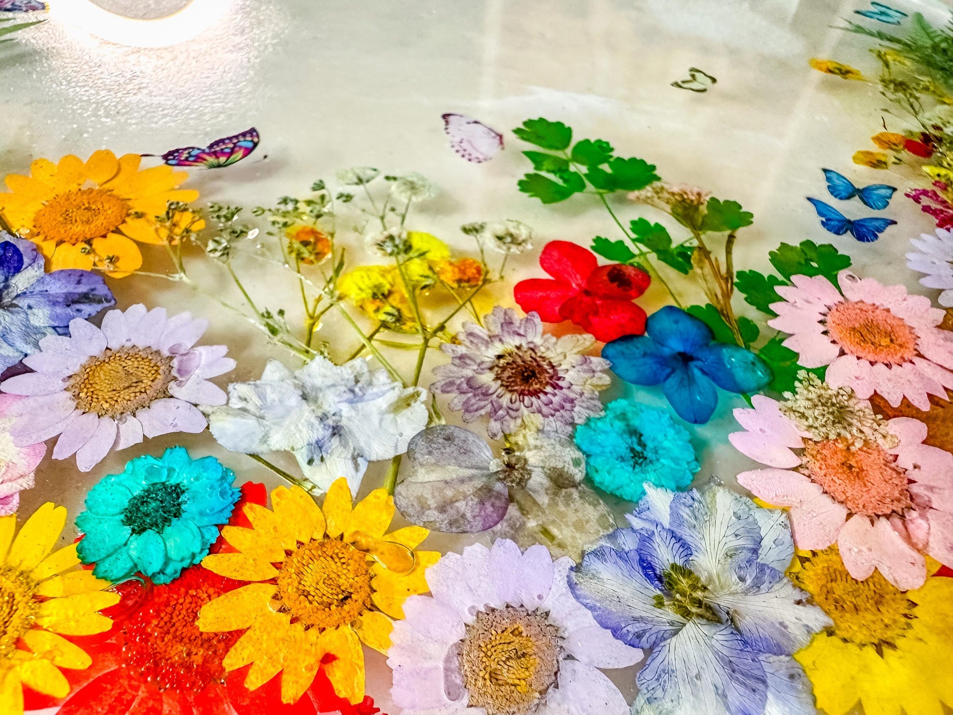 Pressed Flower Glass Placemats & Coasters Set: Botanical Cottage Decor mossartbyrishstudio