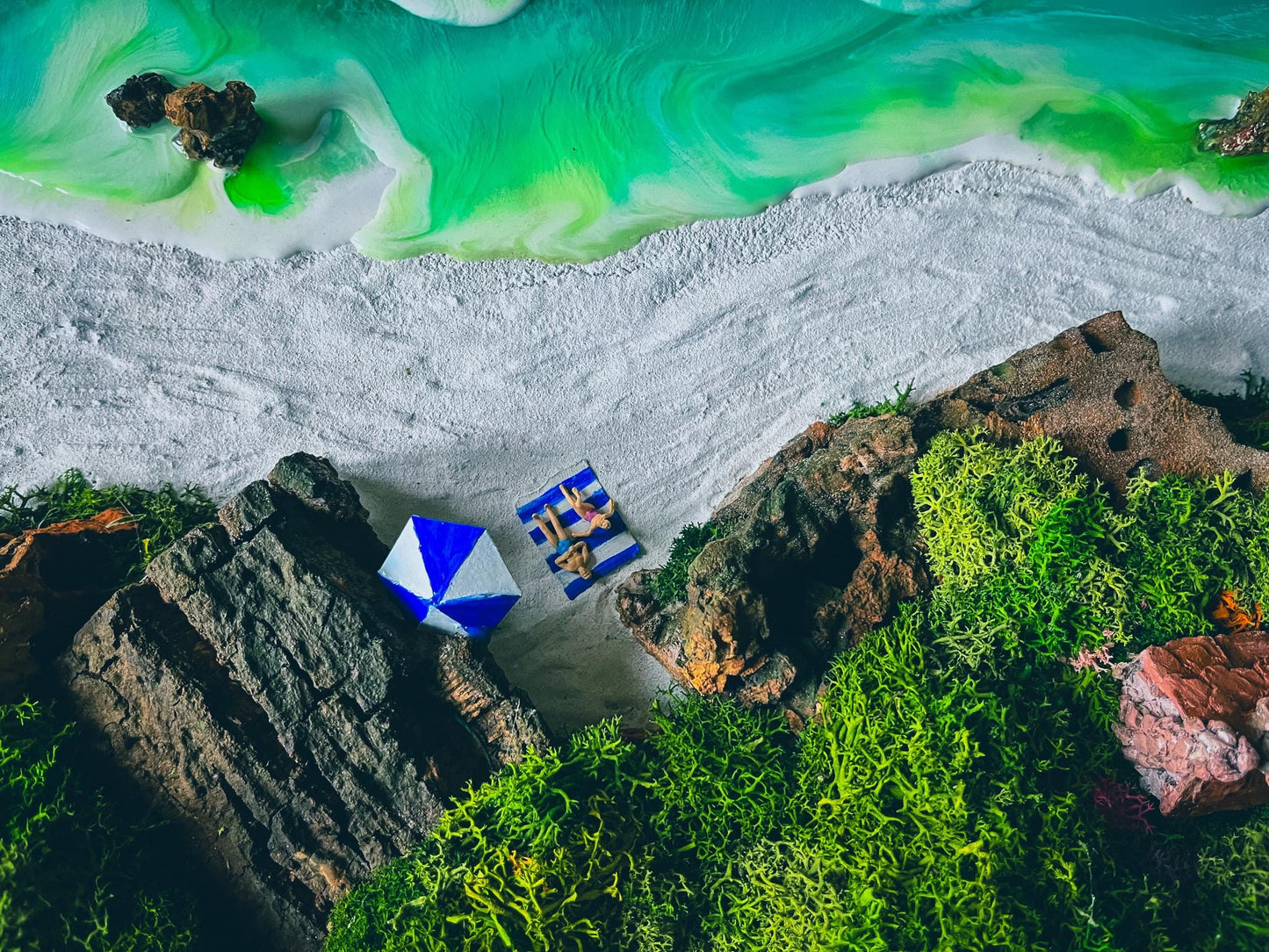 Ocean Resin Art: Handmade 3D Beach Scene Wall Decor – Unique Coastal Artwork mossartbyrishstudio