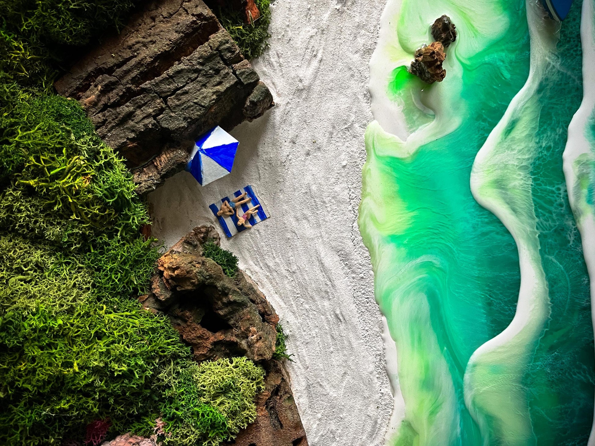 Ocean Resin Art: Handmade 3D Beach Scene Wall Decor – Unique Coastal Artwork mossartbyrishstudio