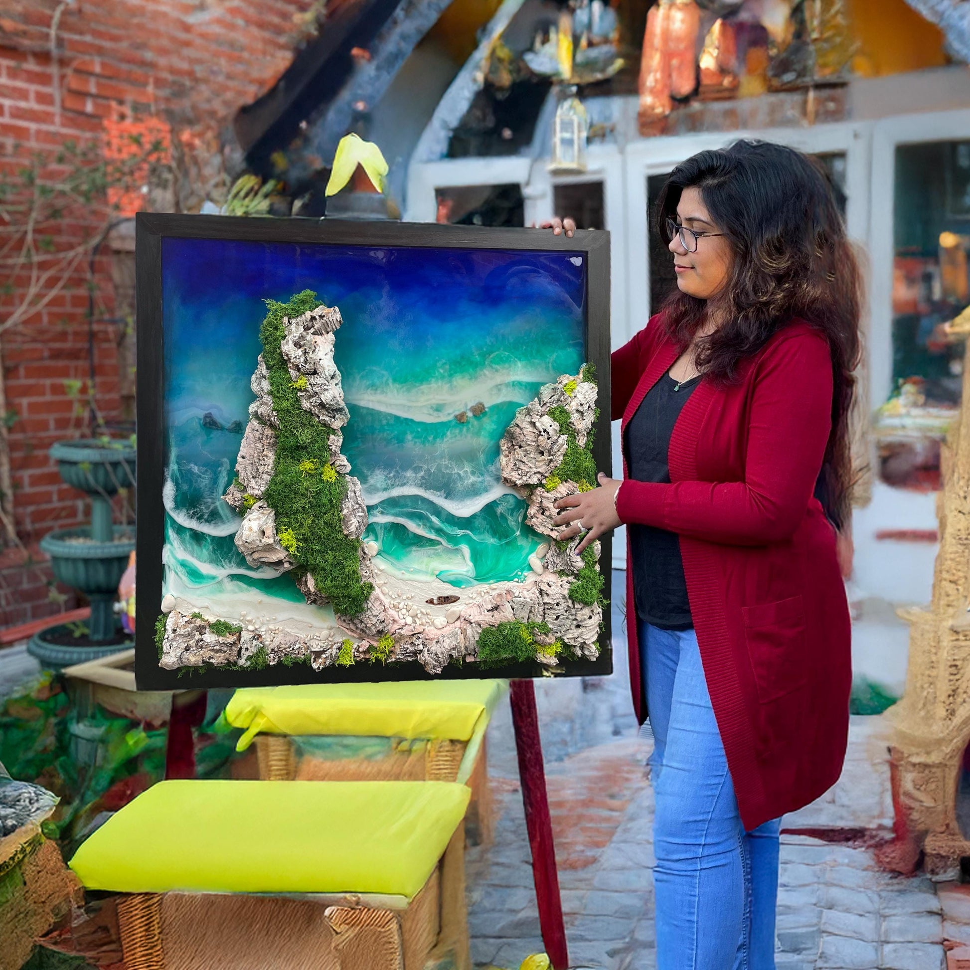 Resin seascape | Ocean Painting | Moss Wall Art | Sea Paintings mossartbyrishstudio