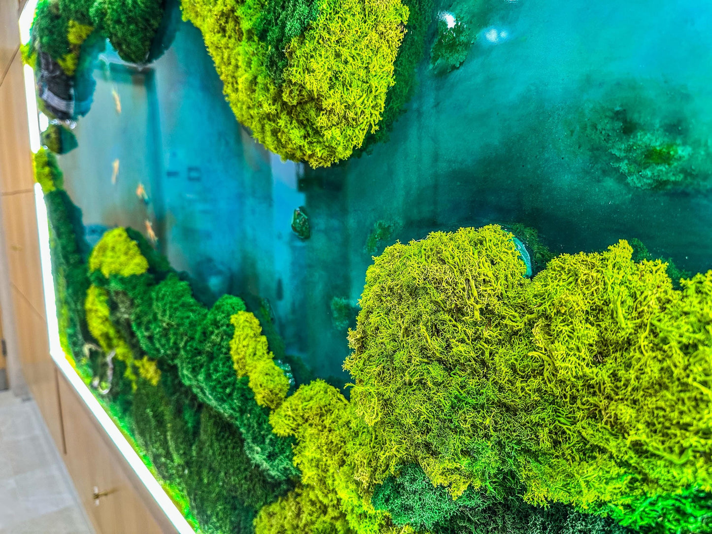 LED Moss Wall Art: Resin River, Preserved Moss Art With Nature Moss, Resin Art Wall Decor, Ocean Wall Art, Koi Pond, mossartbyrishstudio