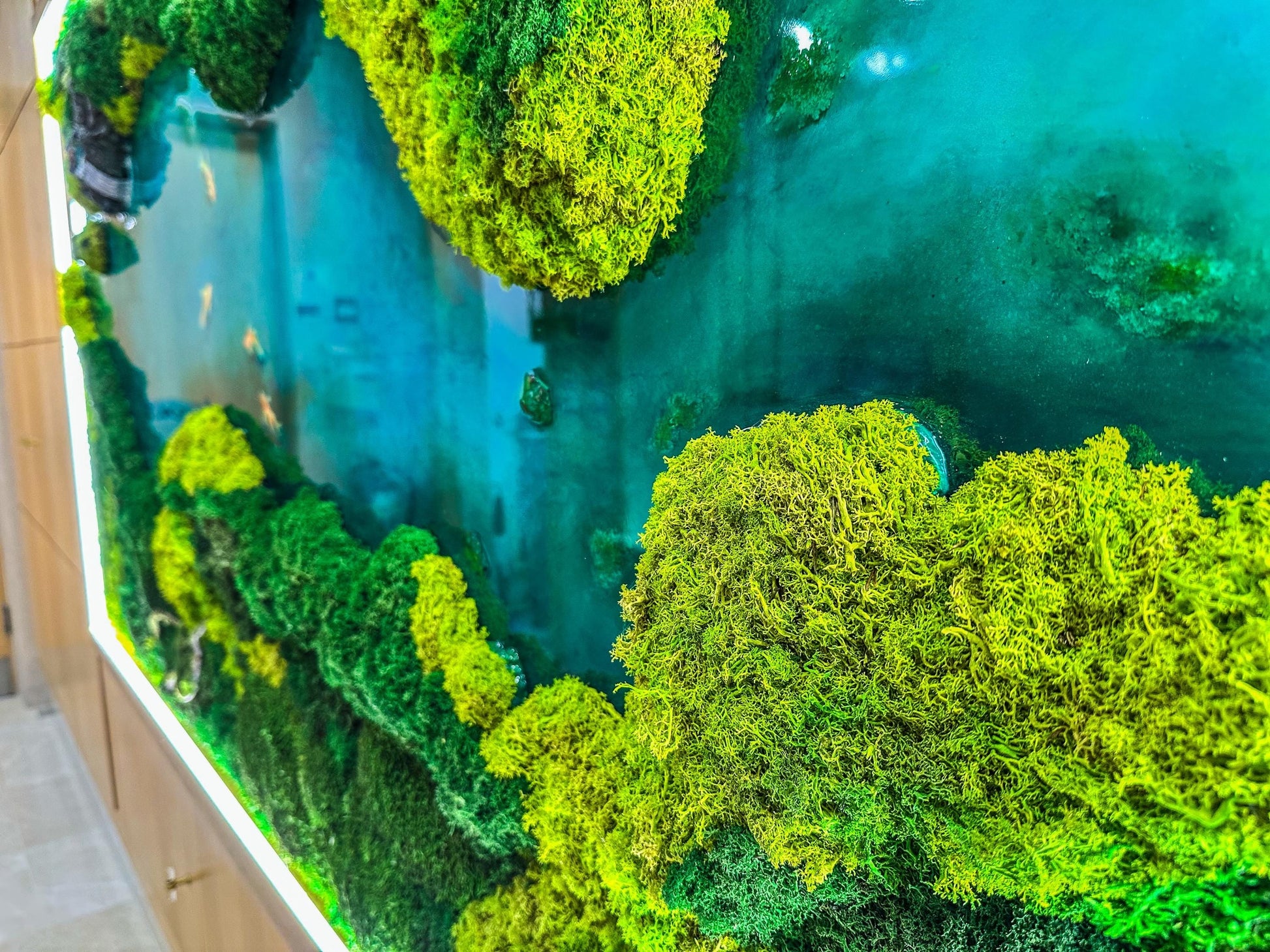 LED Moss Wall Art: Resin River, Preserved Moss Art With Nature Moss, Resin Art Wall Decor, Ocean Wall Art, Koi Pond, mossartbyrishstudio