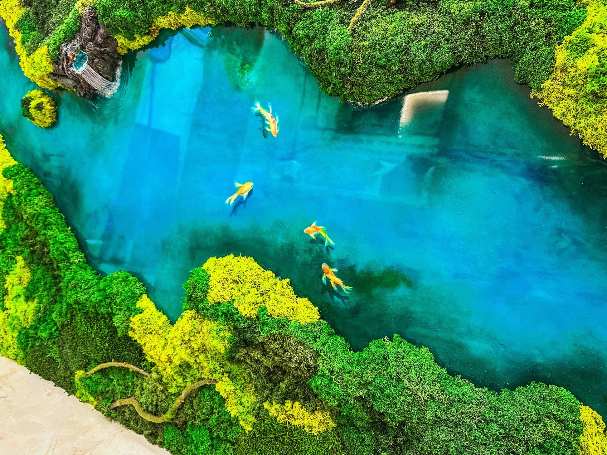 LED Moss Wall Art: Resin River, Preserved Moss Art With Nature Moss, Resin Art Wall Decor, Ocean Wall Art, Koi Pond, mossartbyrishstudio