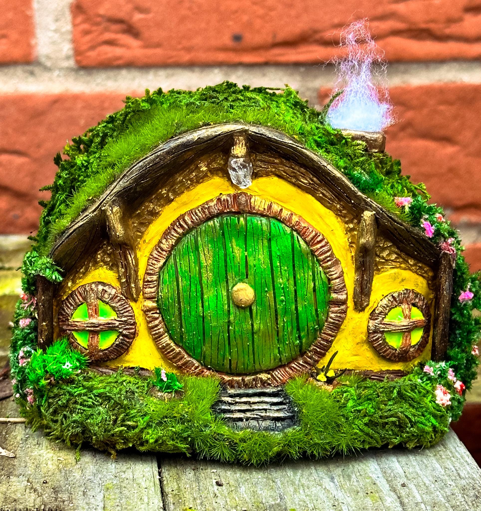 Handcrafted Hobbit House Fairy Garden | Moss-Covered Miniature Home | Enchanted Cottage Décor for Fairy Gardens & Indoor Greenery mossartbyrishstudio