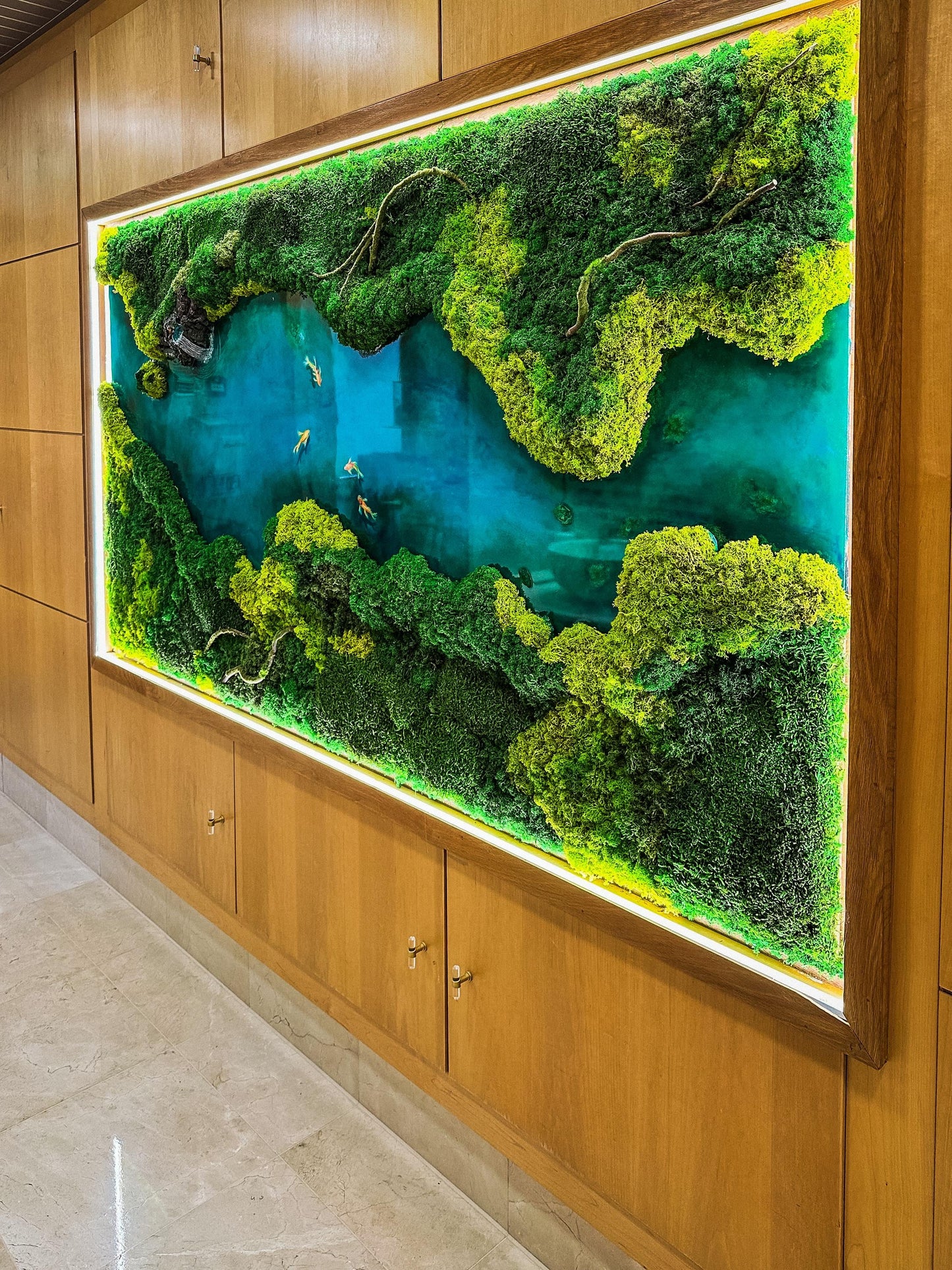 LED Moss Wall Art: Resin River, Preserved Moss Art With Nature Moss, Resin Art Wall Decor, Ocean Wall Art, Koi Pond, mossartbyrishstudio