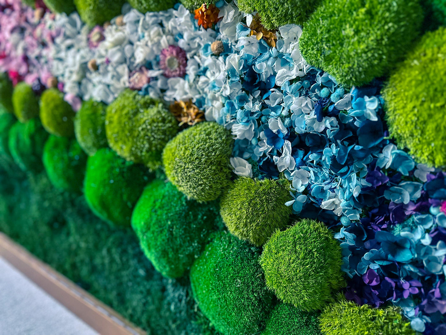Preserved Moss Wall Art with LED Lights and Flowers: Wood Frame Colourful Natural Moss Painting, mossartbyrishstudio