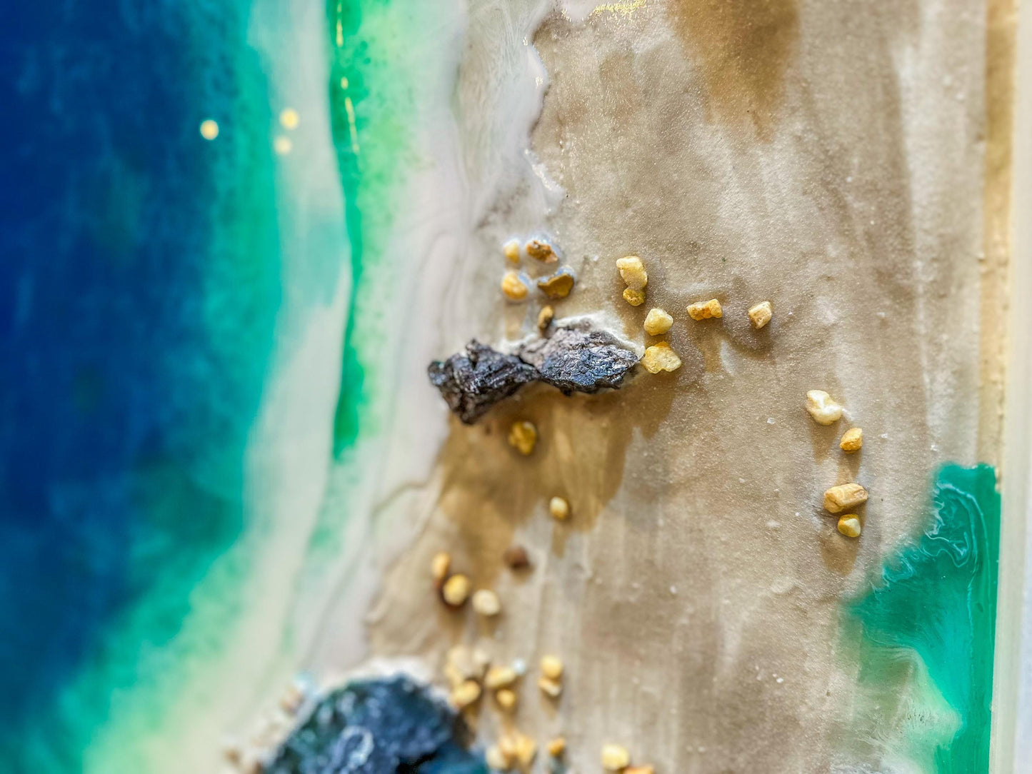 Handmade 3-Piece Ocean Resin Wall Art – Aerial View Coastal Escape Triptych | Kynance Cove mossartbyrishstudio