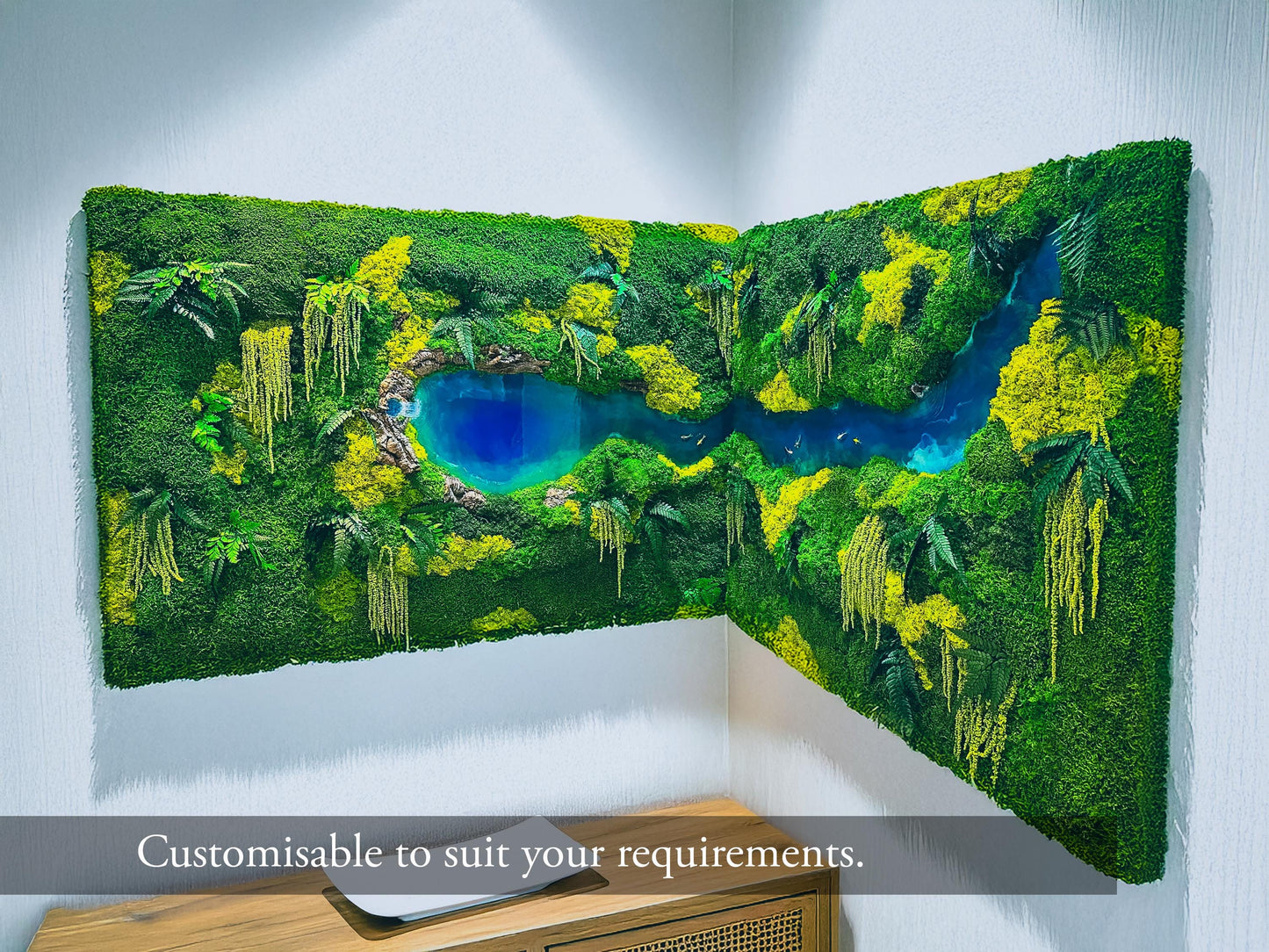 LED Moss Wall Art: Resin River, Preserved Moss Art With Nature Moss, Resin Art Wall Decor, Ocean Wall Art, Koi Pond, mossartbyrishstudio