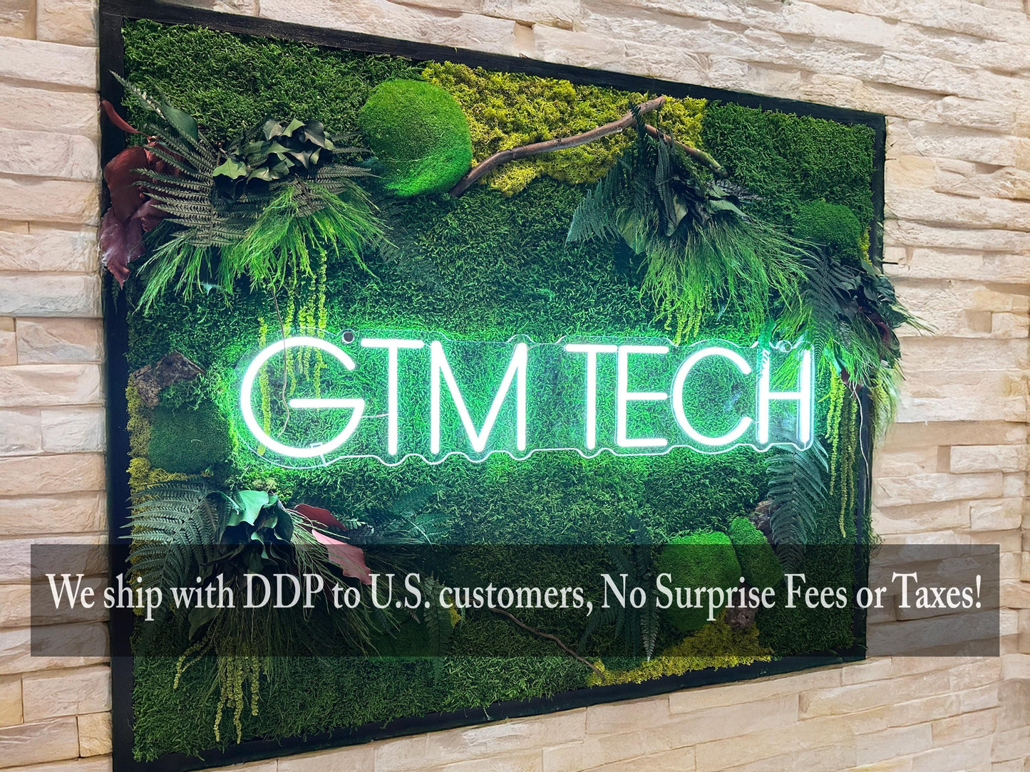 Moss wall art with Neon Lights | Living Moss Wall with Neon Sign mossartbyrishstudio